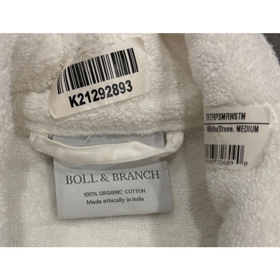 Other *R35 BOLL & BRANCH Men's Bath Robe 100% Cotton White Medium Size US 32 / EU 48 - 7 Thumbnail