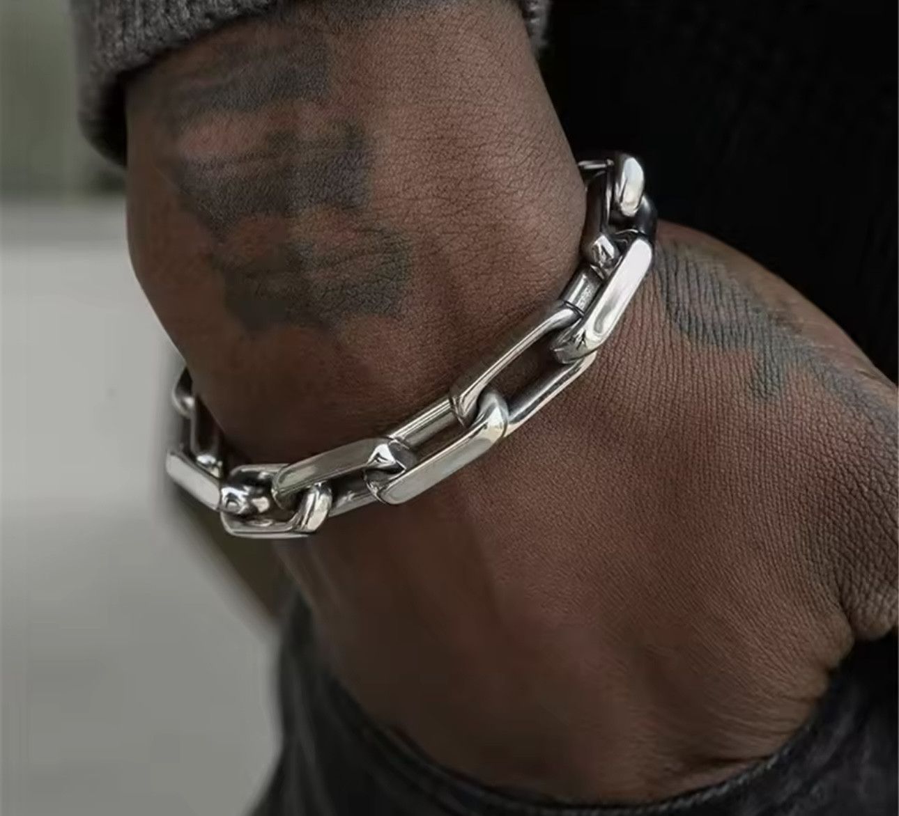 Jewelry × Vintage Stainless Steel Biker Rock Chain Bracelet Size ONE SIZE - 1 Thumbnail