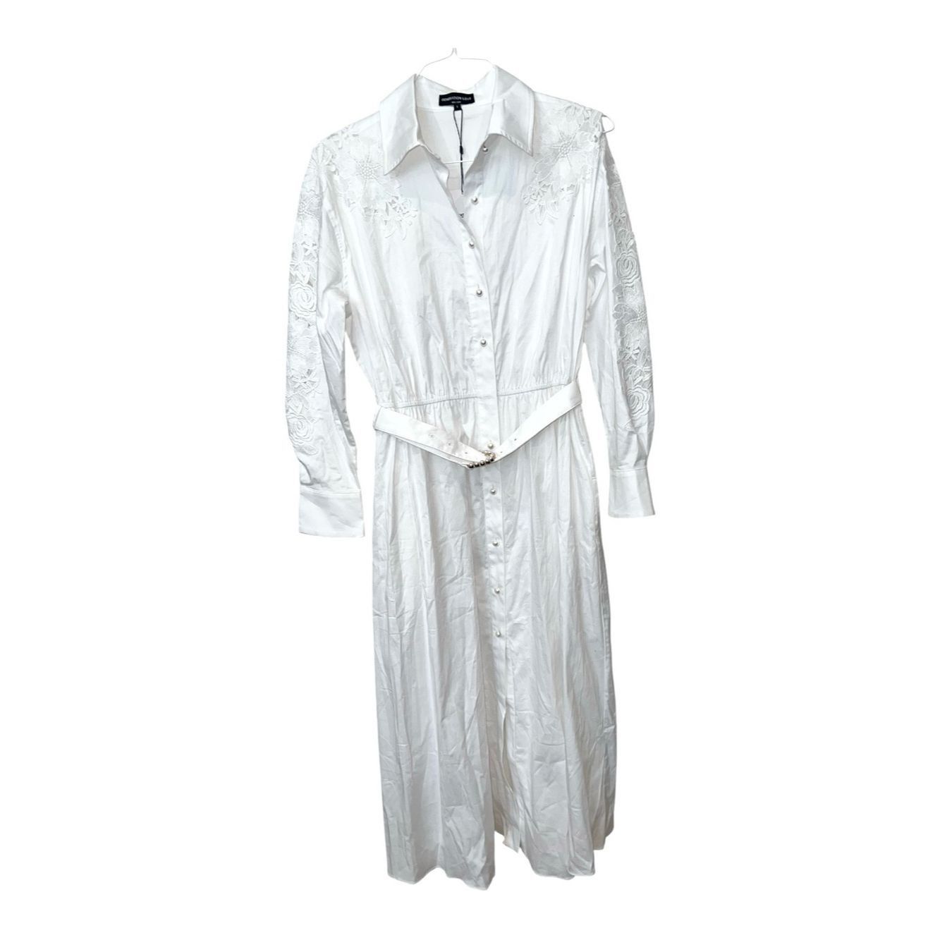 Generation Love Generation Love White Floral Lace Appliqué Belted Maxi Shir Size S / US 4 / IT 40 - 5 Thumbnail