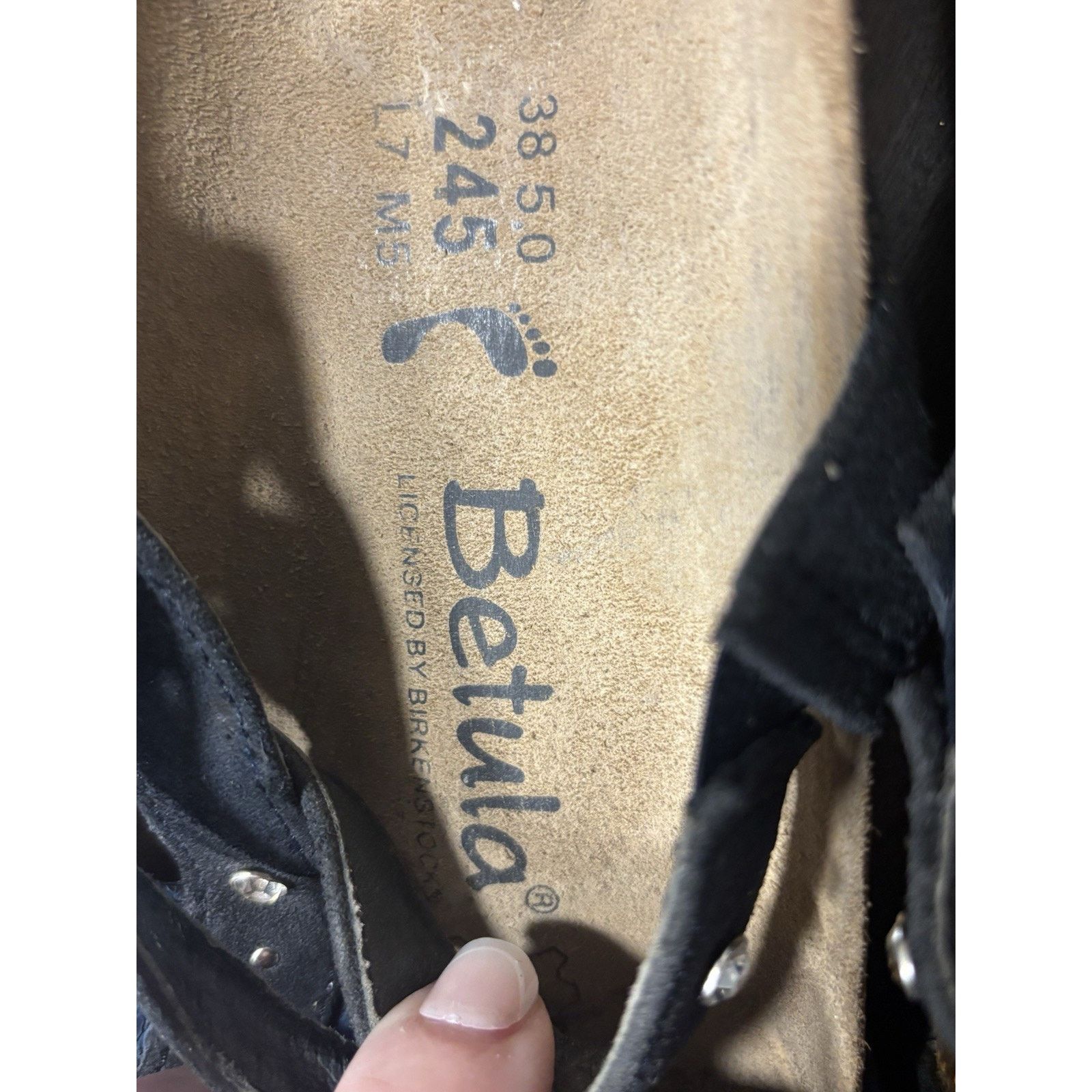 Birkenstock Betula Women's Sandals Ladies 7 Blue Leather Slip On Slide Size US 7 / IT 37 - 2 Thumbnail