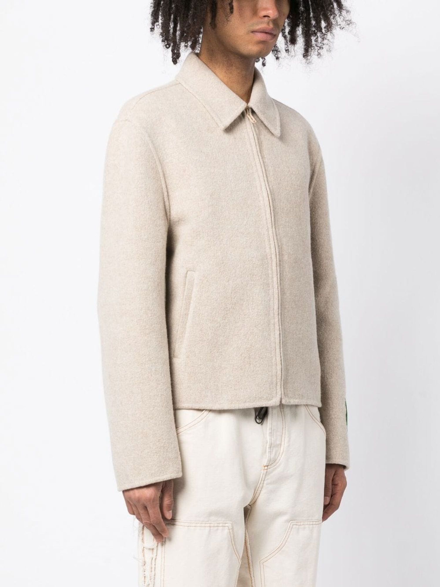 Off-White o1gr1nt0125 Tag Double Wool Zip Up Blouson Jacket in Bone Size US M / EU 48-50 / 2 - 3 Thumbnail