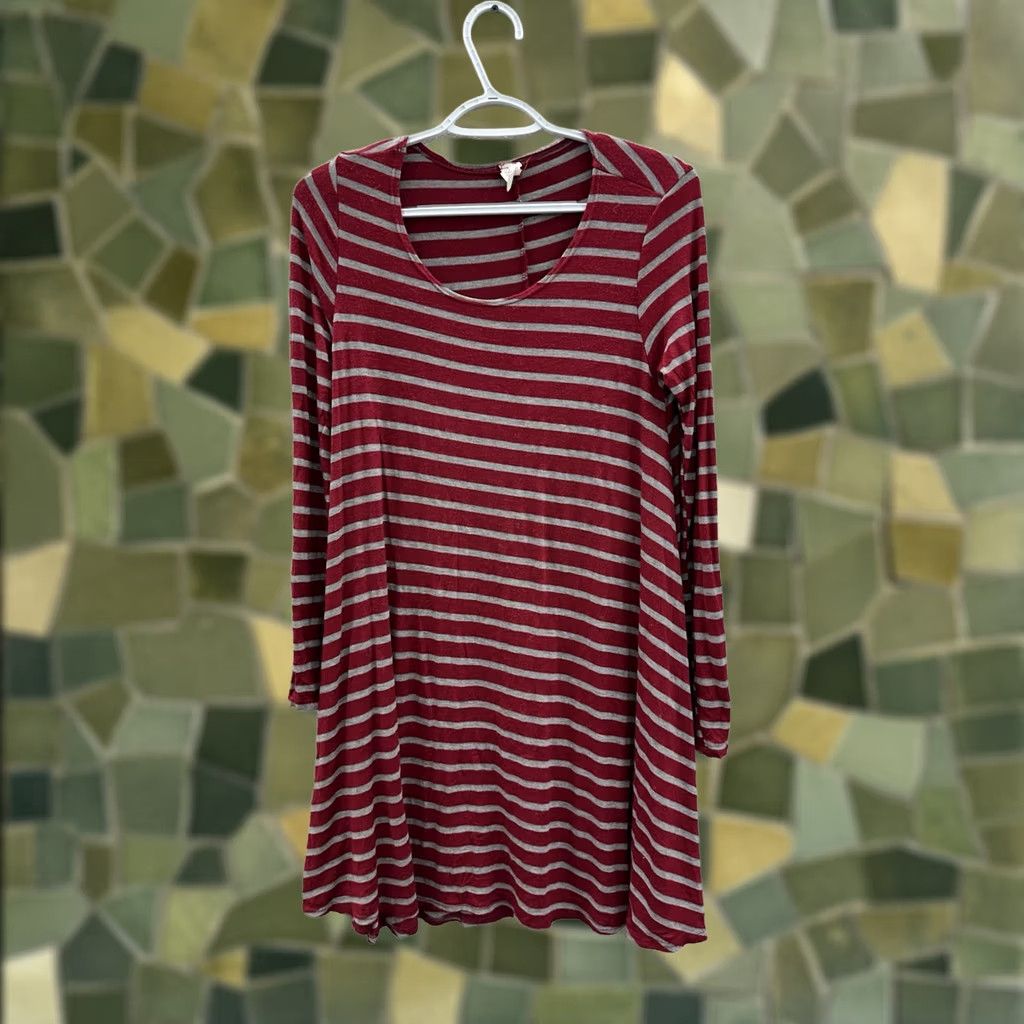 Vintage Cacia Womens Dress XL Red Gray Striped Long Sleeve Stretchy Size XL / US 12-14 / IT 48-50 - 1 Thumbnail