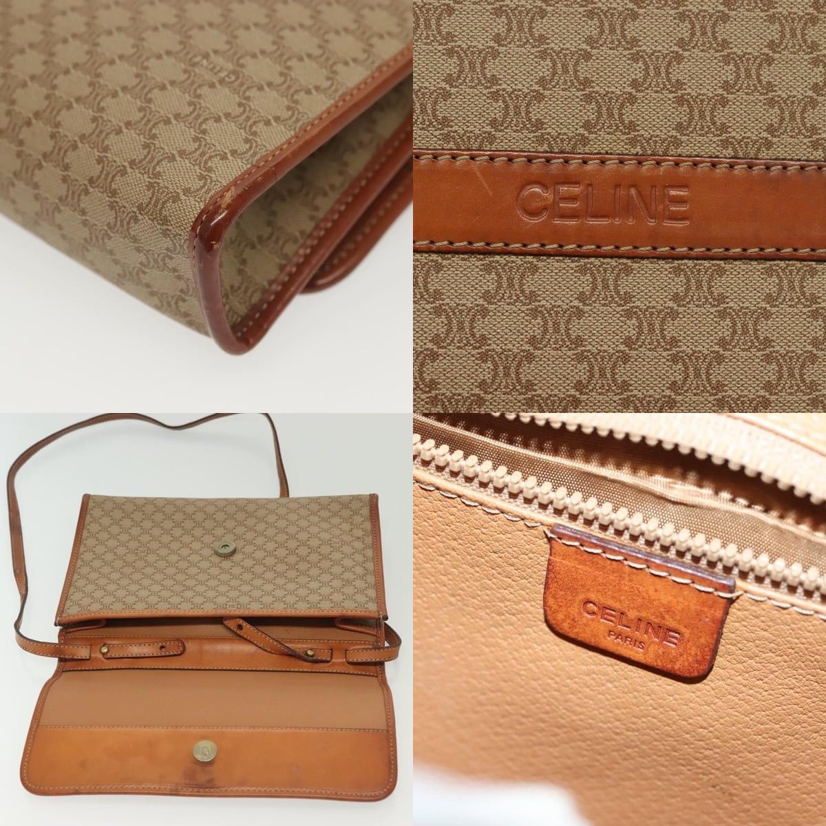 Celine CELINE Macadam Canvas Shoulder Bag Pvc Beige Gold Size ONE SIZE - 11 Thumbnail