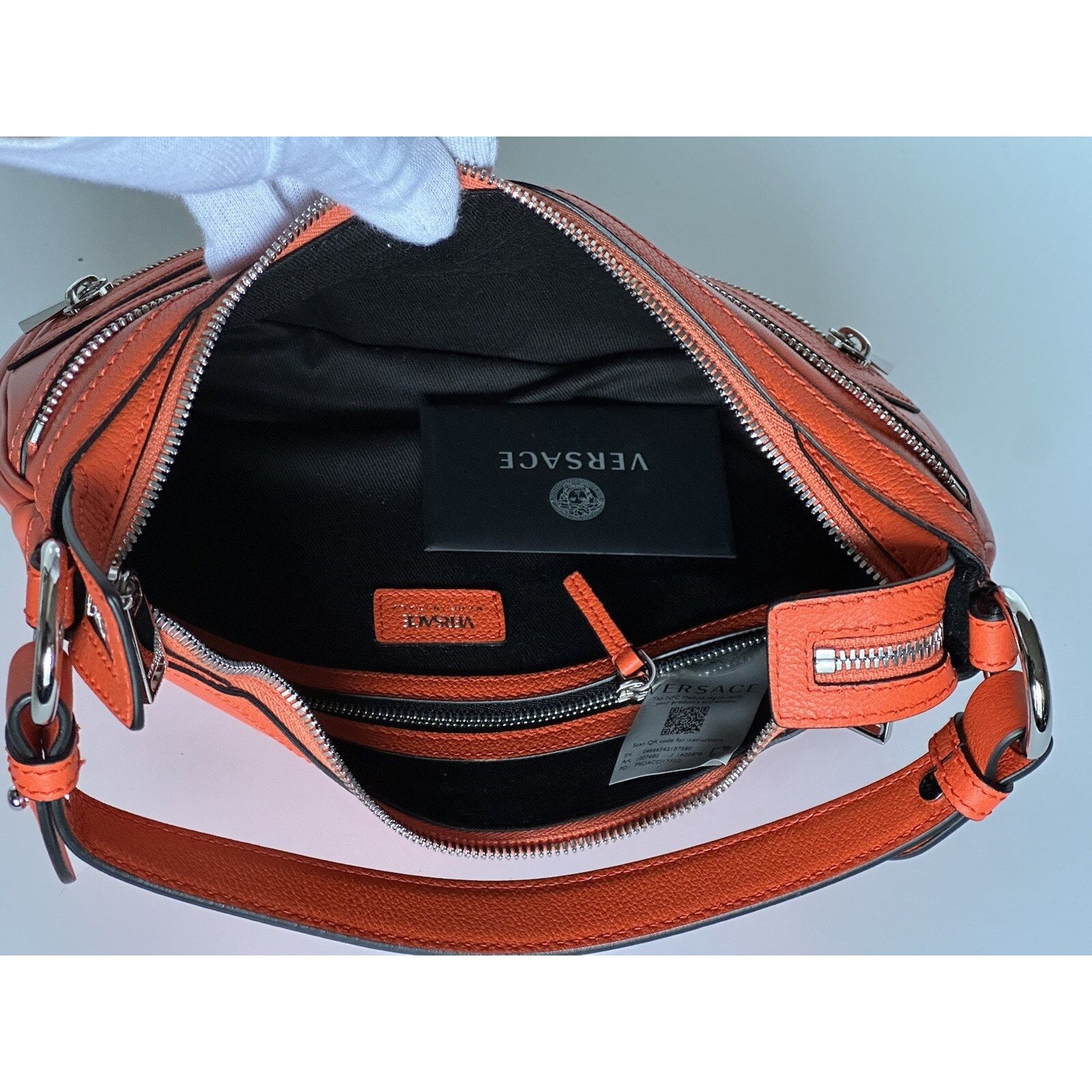 Versace Versace Medusa Leather Small Orange Hobo Bag 1007680 Size ONE SIZE - 13 Thumbnail
