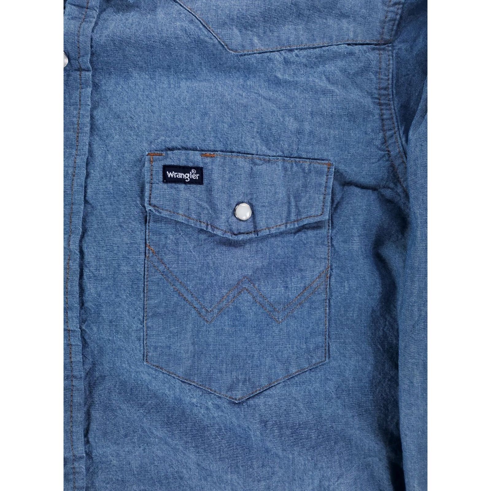 Wrangler Wrangler Pearl Snap Denim Chambray Button Up Shirt Blue Mens L Shirt Size US L / EU 52-54 / 3 - 2 Thumbnail