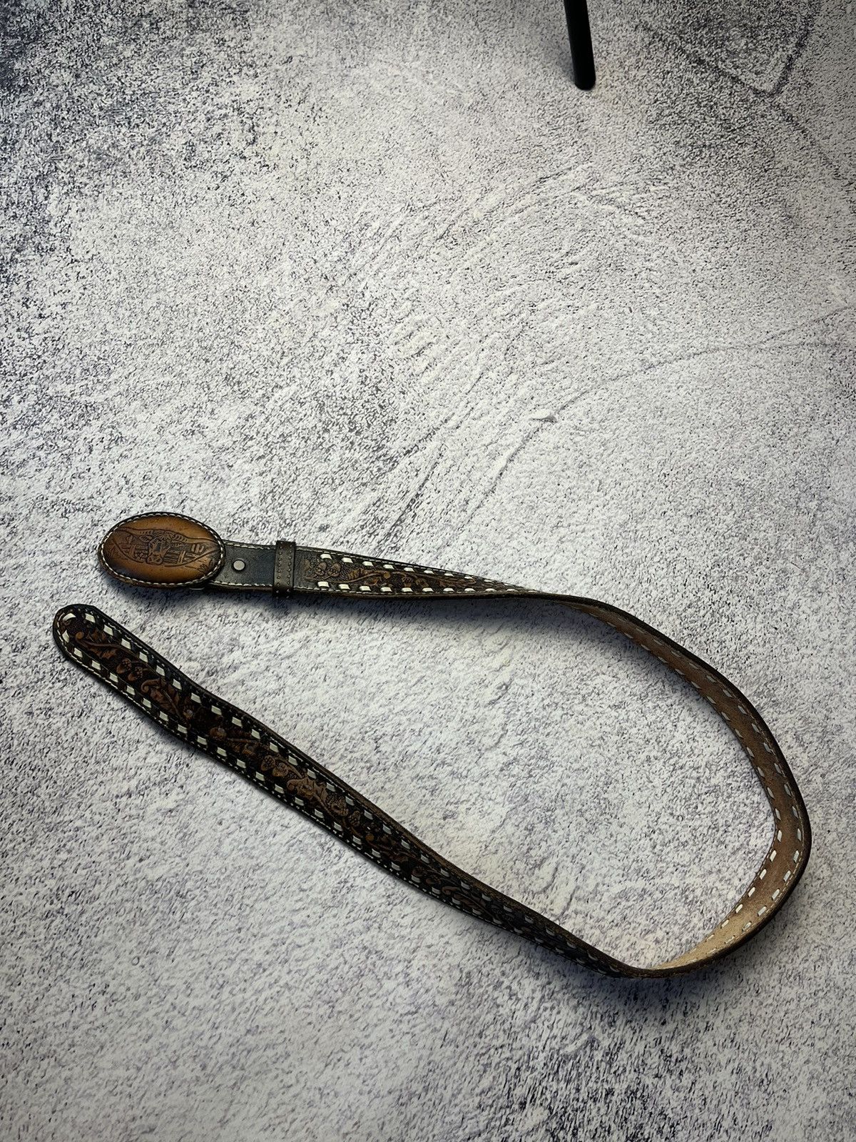 Leather Men’s Vintage Leather Belt Y2K Size ONE SIZE - 17 Thumbnail