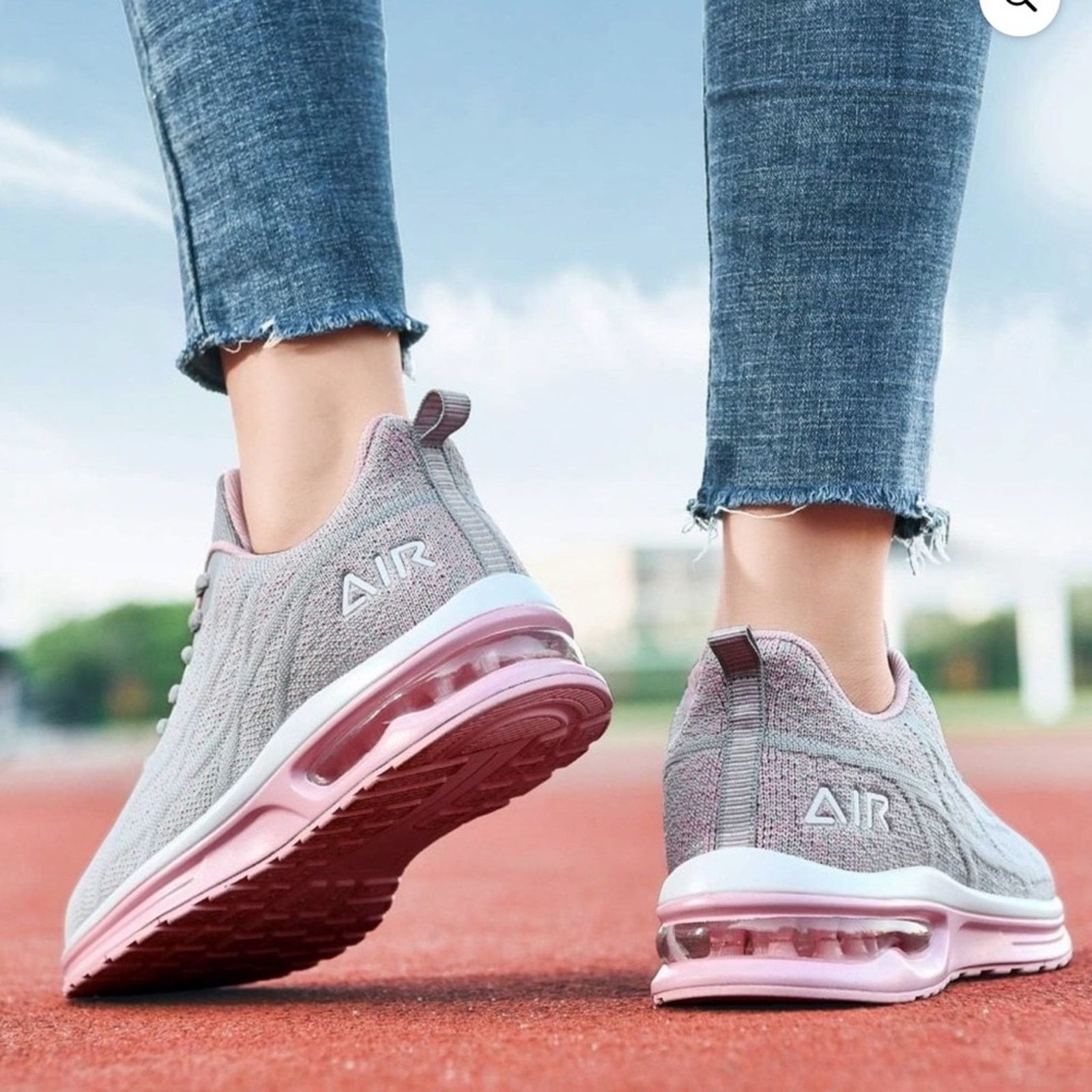 Other Women's Gray and Pink Knit Comfortable Sneakers size 7,5 Size US 7.5 / IT 37.5 - 3 Thumbnail