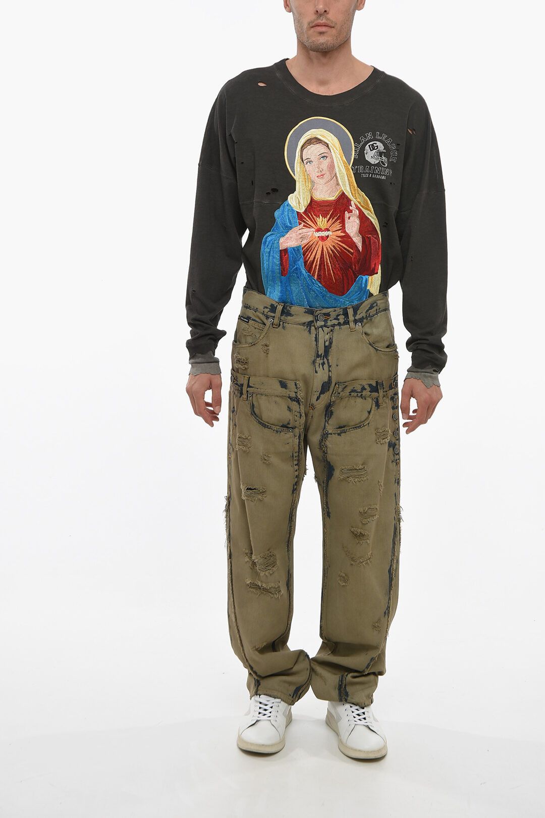 Dolce & Gabbana o1y0125 Jeans in Khaki/Black Size US 34 / EU 50 - 4 Thumbnail
