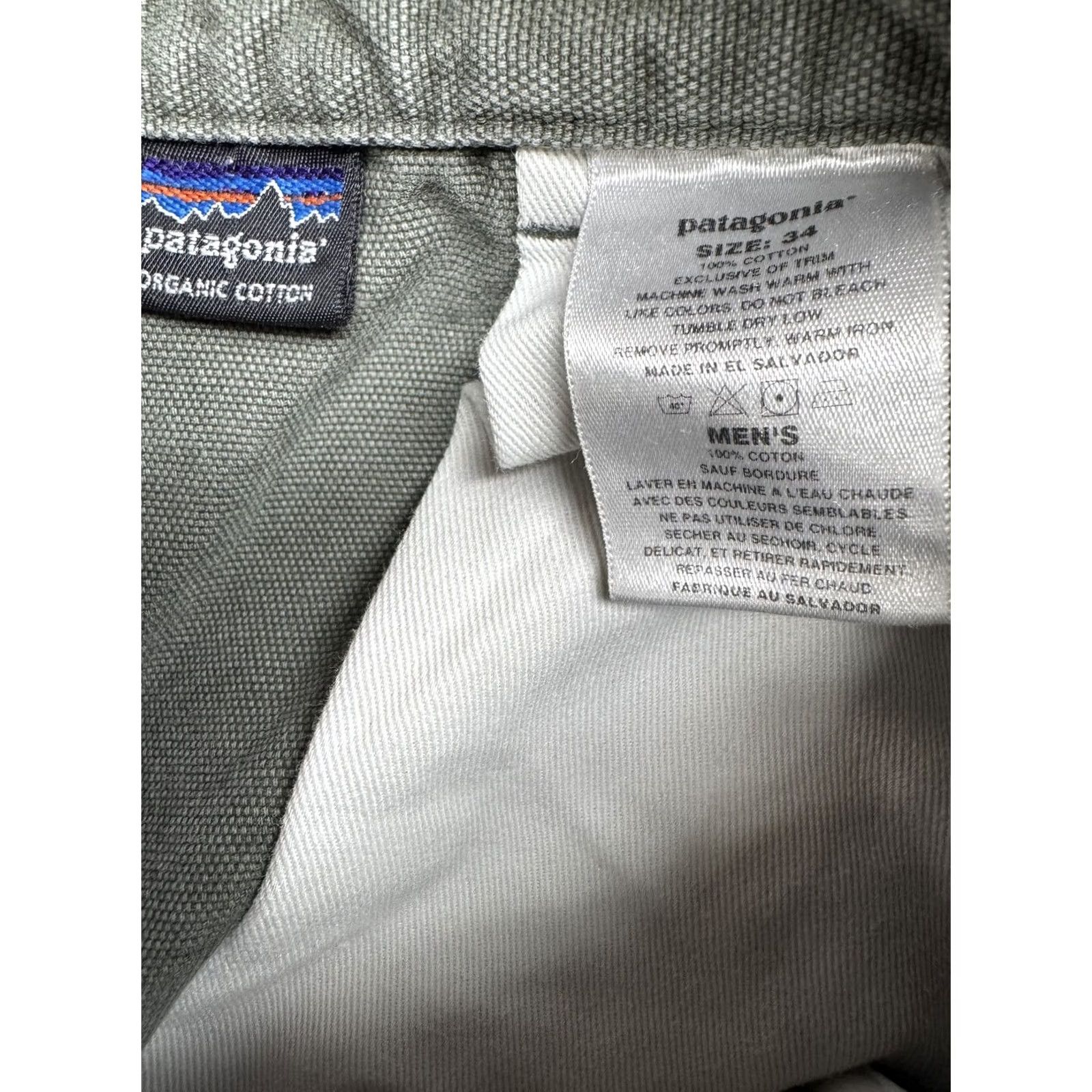 Patagonia VINTAGE Patagonia Chino Pants Mens Size 34 Olive Green 40" Long 34x29 Canvas Twill Organic Cotton Zip Button Pockets Belt Loops Relaxed Bar? Size US 34 / EU 50 - 3 Thumbnail