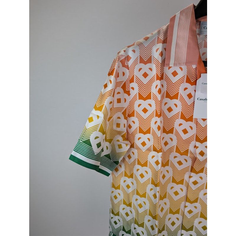Casablanca o1rshd1 Gradient Heart Monogram Short-Sleeve Shirt in Multi Size US L / EU 52-54 / 3 - 6 Thumbnail