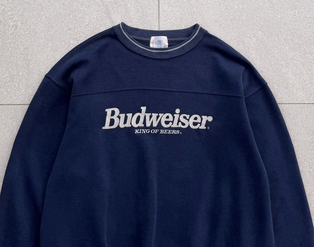 Budweiser Vintage 90s Budweiser"King of Beers" Logo Navy Blue Crewneck Size US L / EU 52-54 / 3 - 4 Thumbnail