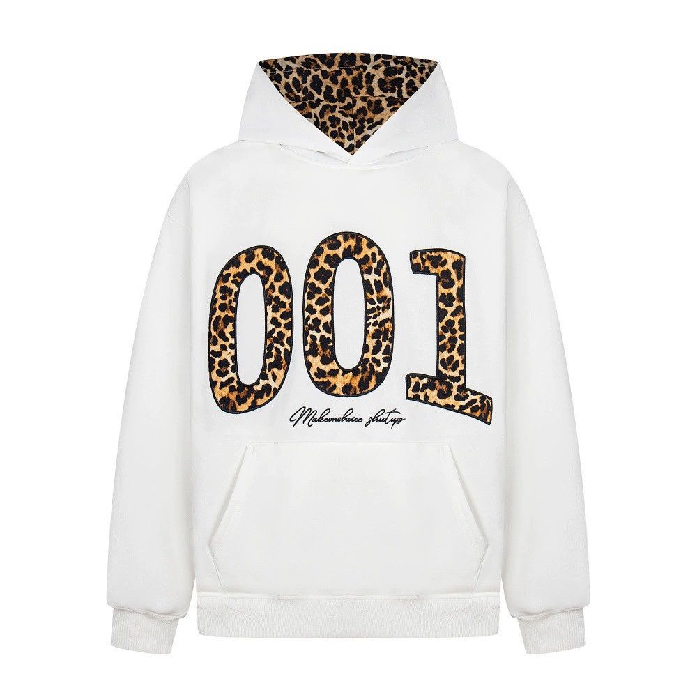 Vintage Casual men's loose embroidered leopard lettering hoodie Size US M / EU 48-50 / 2 - 1 Thumbnail
