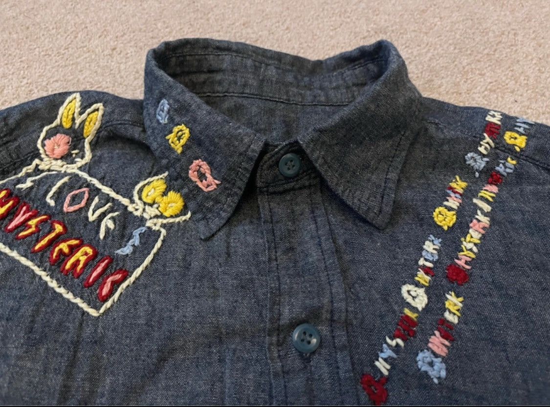 Hysteric Glamour Hysteric Glamour Rock Embroidered Bunny Denim Shirt Size ONE SIZE - 5 Thumbnail