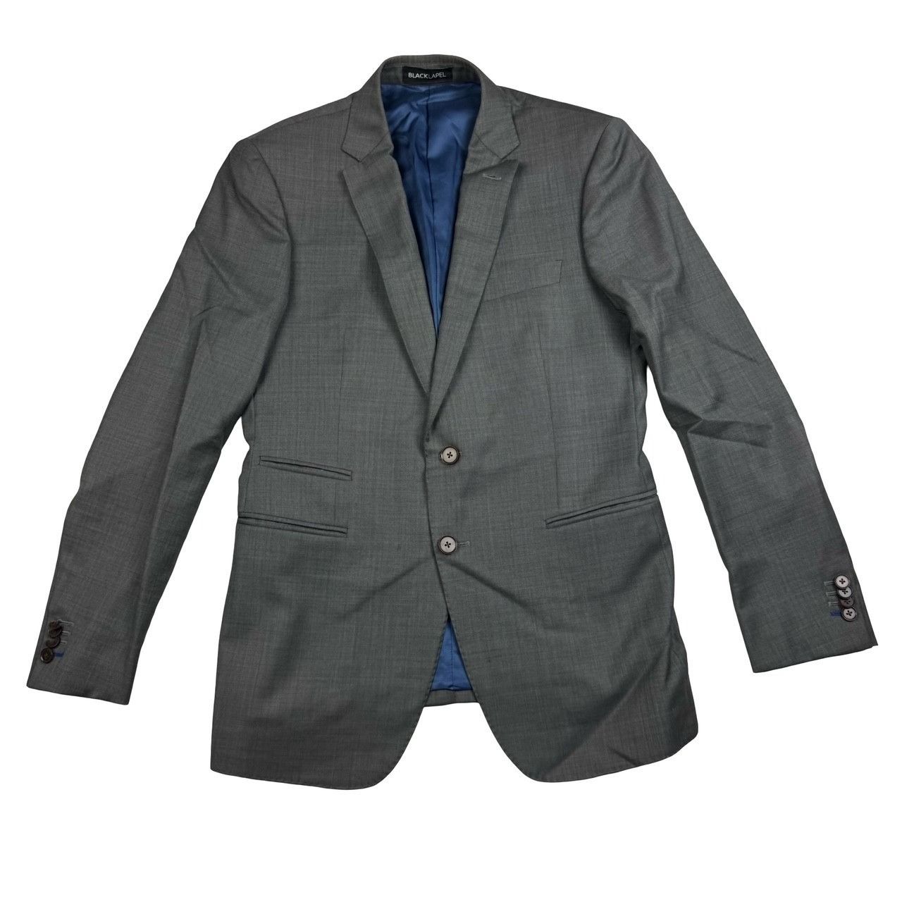 Other Black Lapel Men’s Bespoke Custom Slim 2-Button Blazer Gray • Size 36R - 2 Thumbnail
