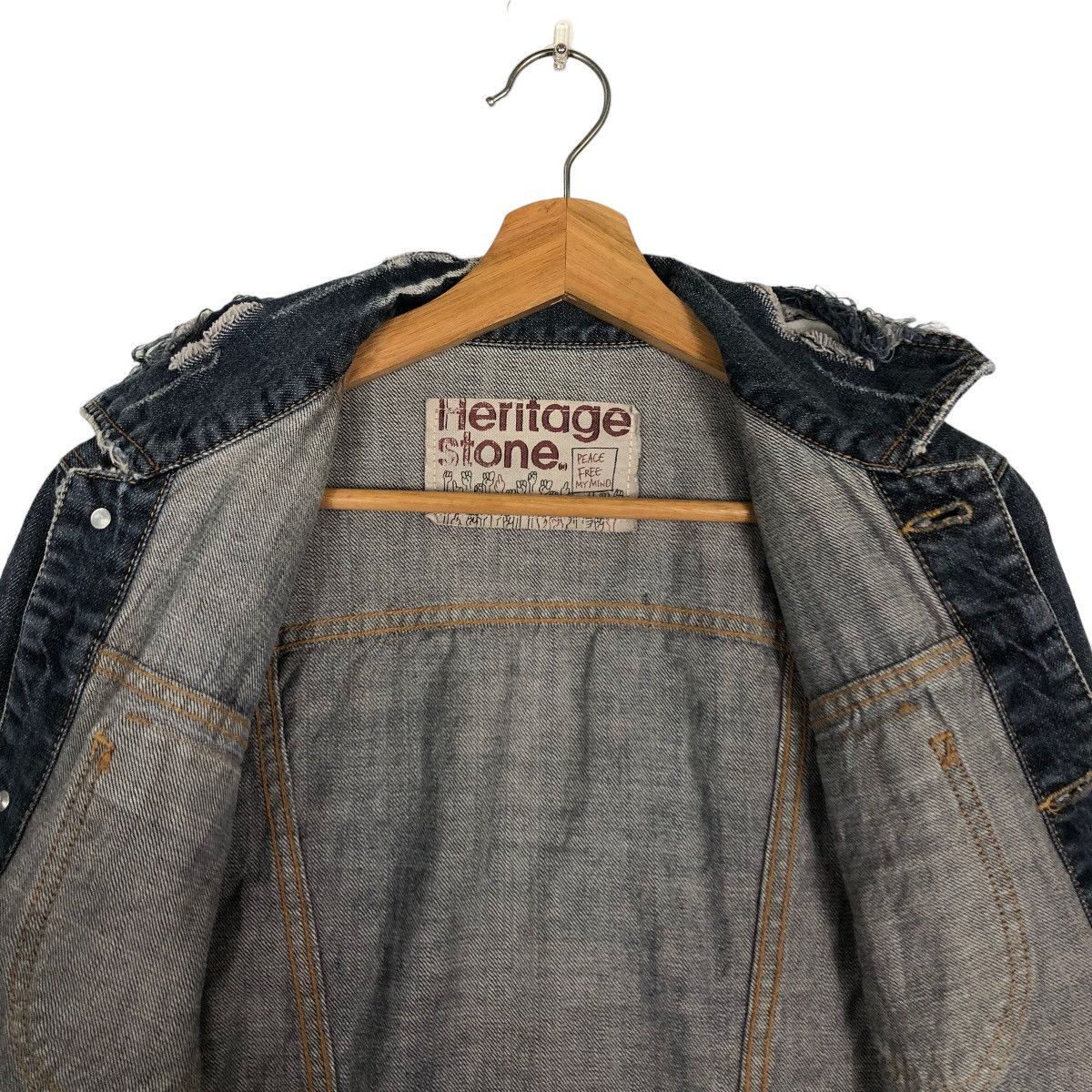 Japanese Brand 🔥Rare Distressed Denim Jacket Punk Design Herritage Stone Size US M / EU 48-50 / 2 - 11 Thumbnail