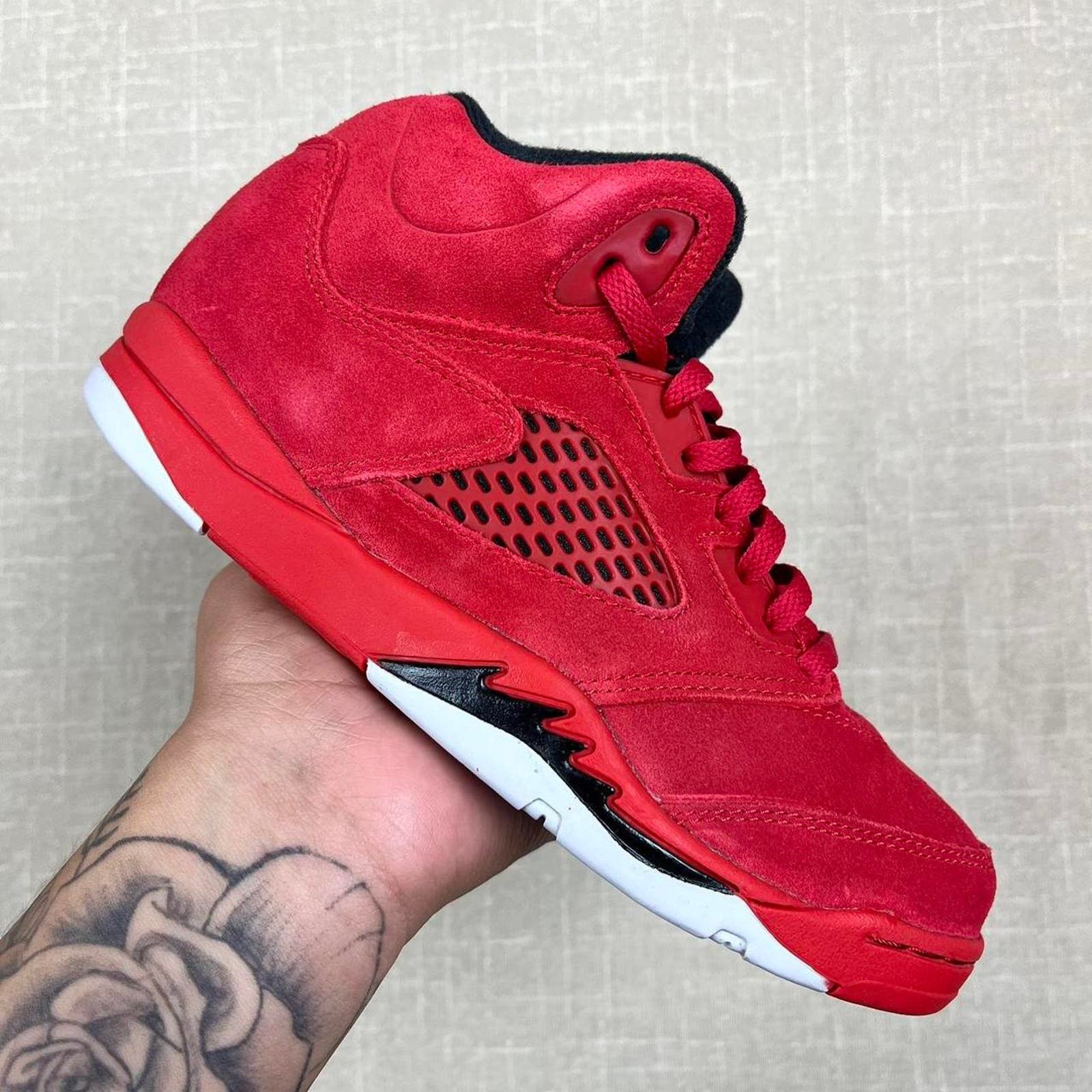 image of 2017 Jordan 5 Red Suede Shoes, Women's (Size 4)