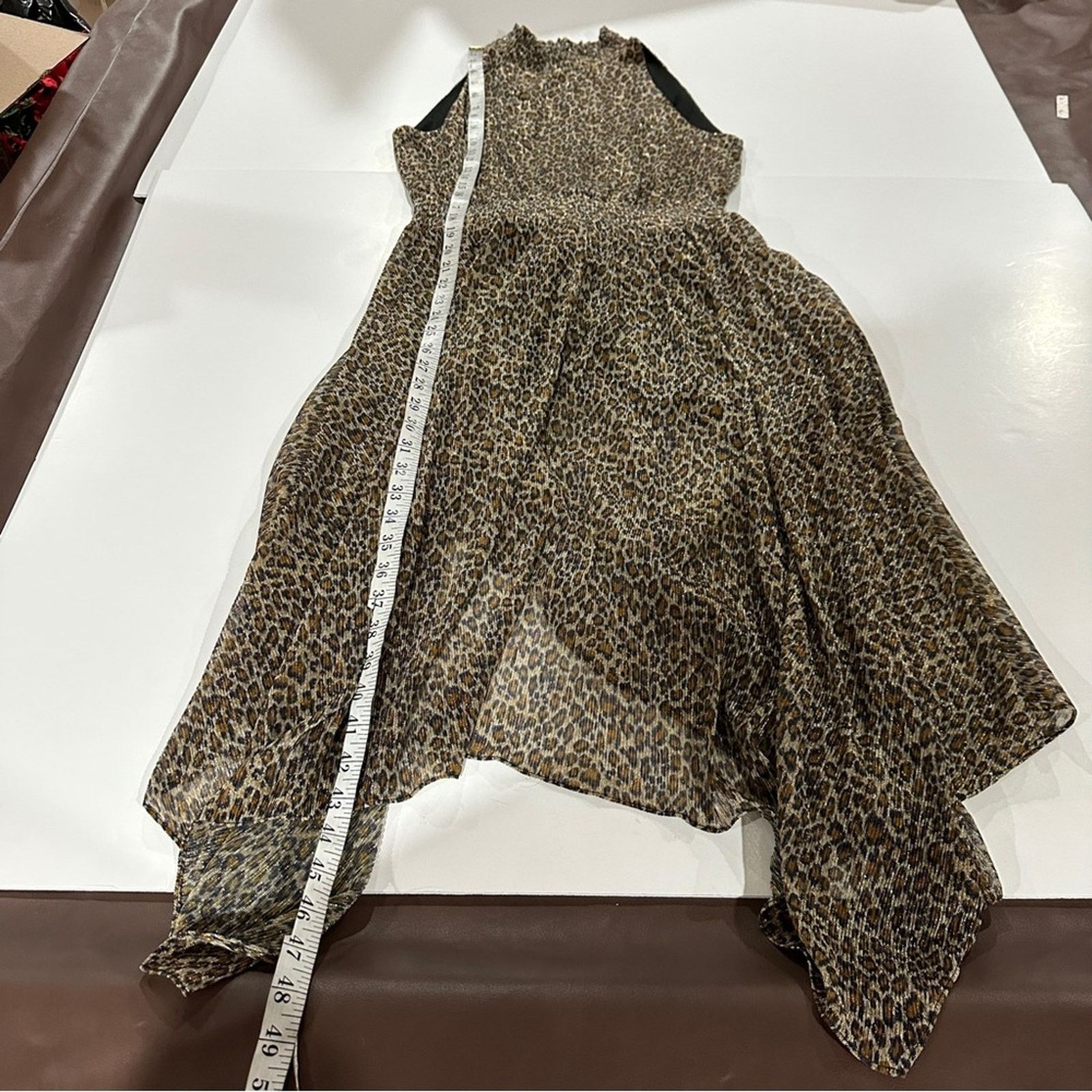 Sam Edelman Sam Edelman Leopard Print Sleeveless Handkerchief Midi Dress Size L / US 10 / IT 46 - 11 Thumbnail