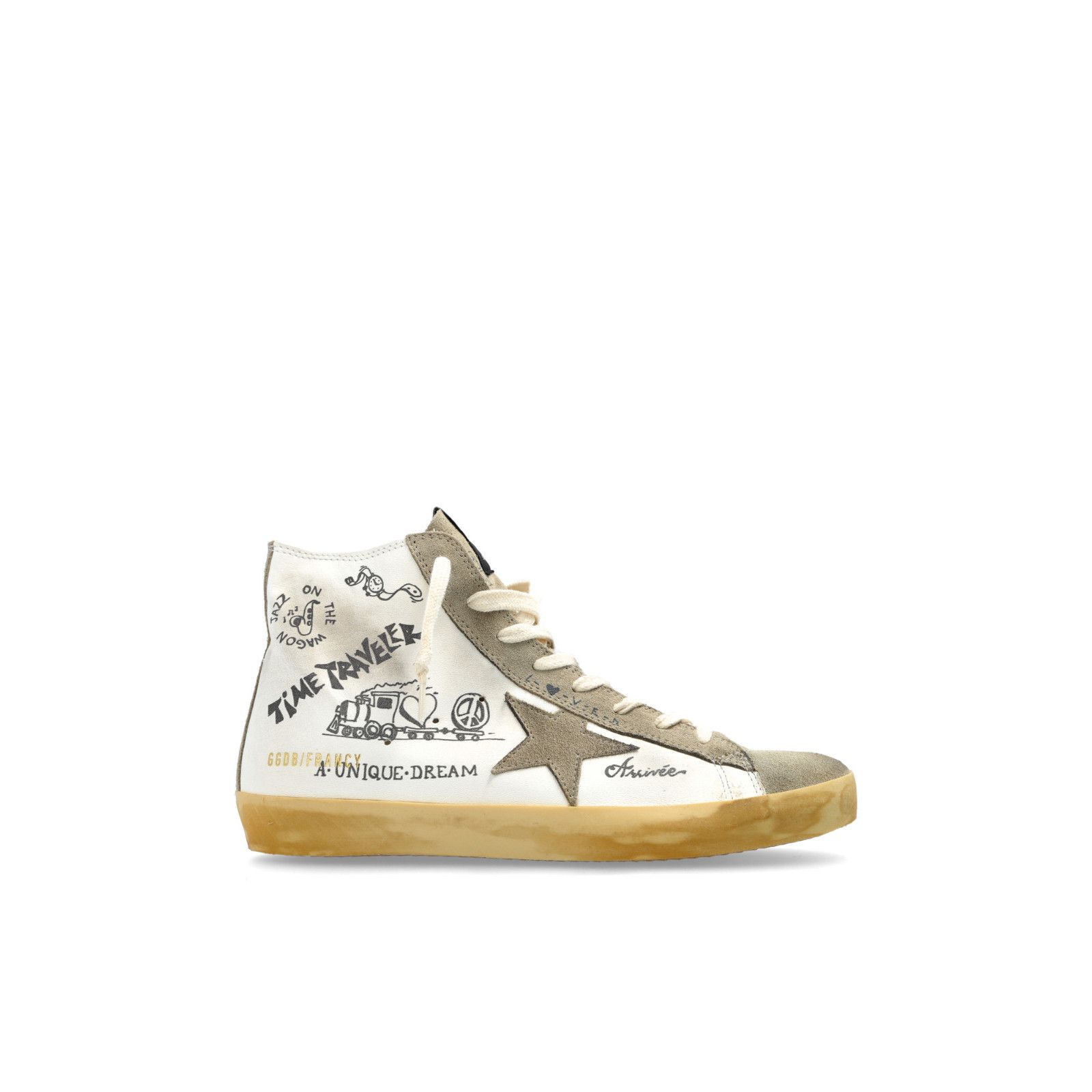 GOLDEN GOOSE Francy Women's White/Beige Leather Sneakers New