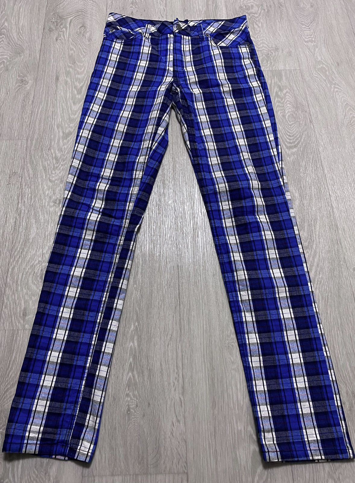 Cheap Monday Cheap Monday Tight Blue Check Plaid Chino Pants Trousers Size 29" - 7 Thumbnail