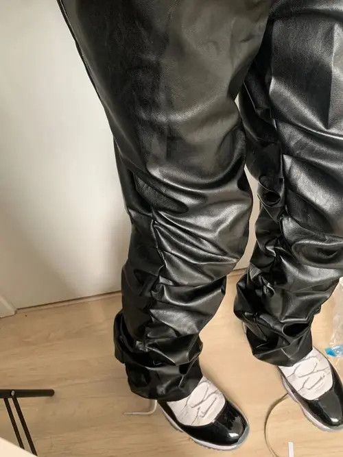 VIBE #8 Street Pleated Loose Casual Hip Hop Leather Pants Size US 32 / EU 48 - 6 Thumbnail
