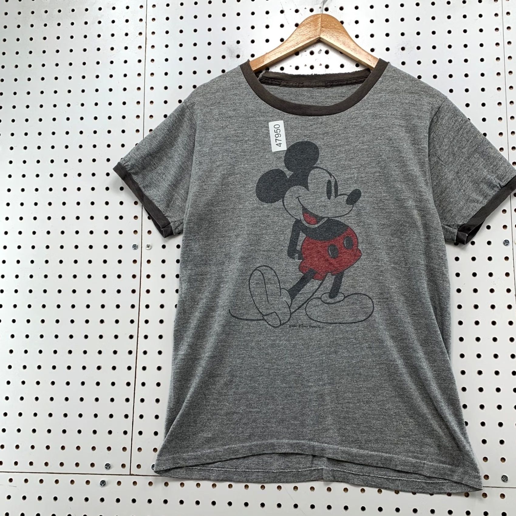 Disney Disney Vintage 80s Mickey Mouse Shirt Mens M Gray Ringer Faded Distressed Shirt Size US M / EU 48-50 / 2 - 4 Thumbnail