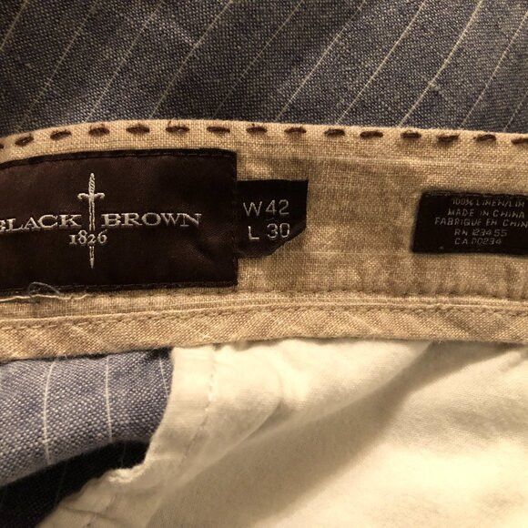 Black Brown 1826 black brown 1826 men's gray 100%linen pants size: 42/30 Size 42R - 5 Thumbnail