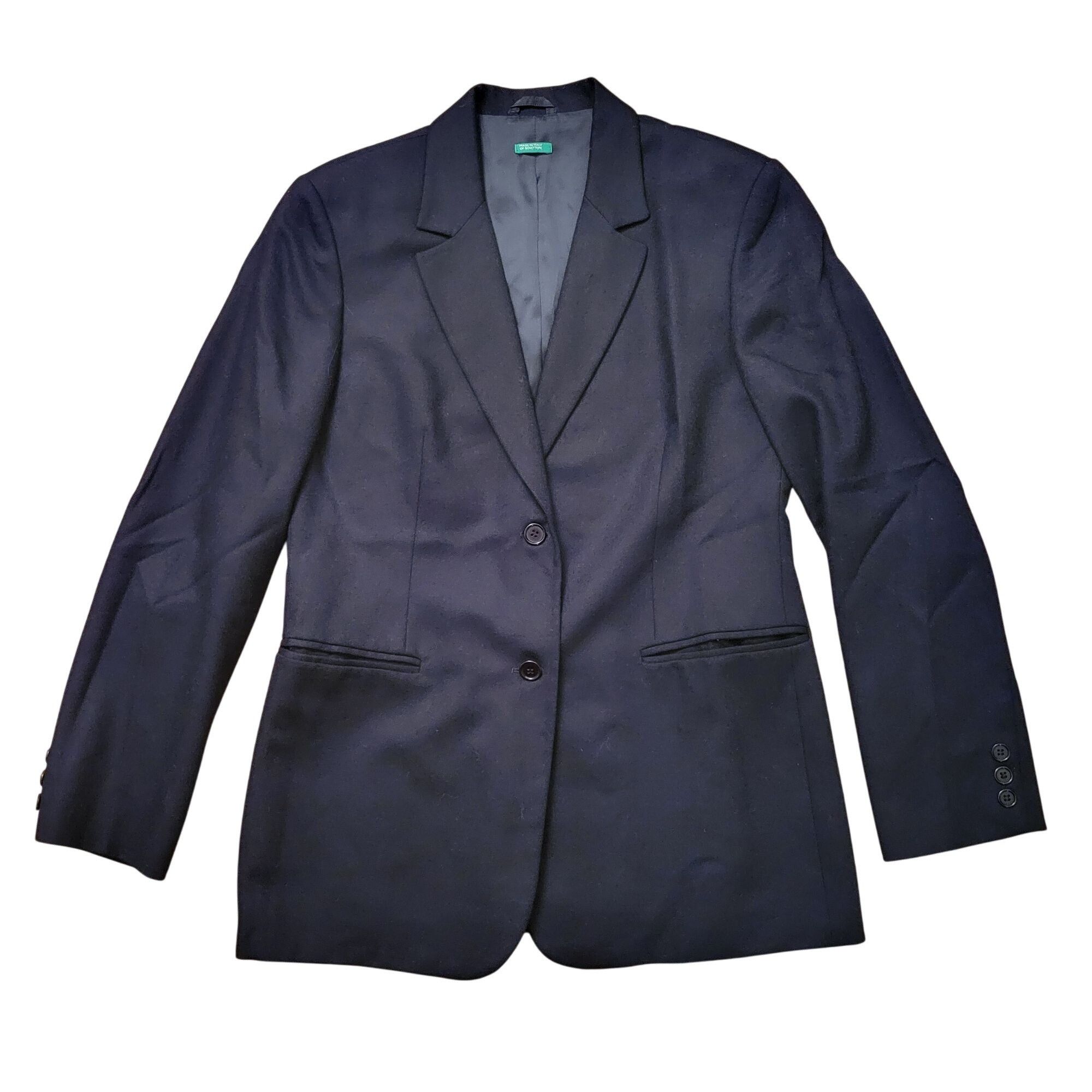 Benetton Benetton Wool Blazer Jacket 46 Italy Black Preppy Twee Acade Size 46R - 1 Thumbnail