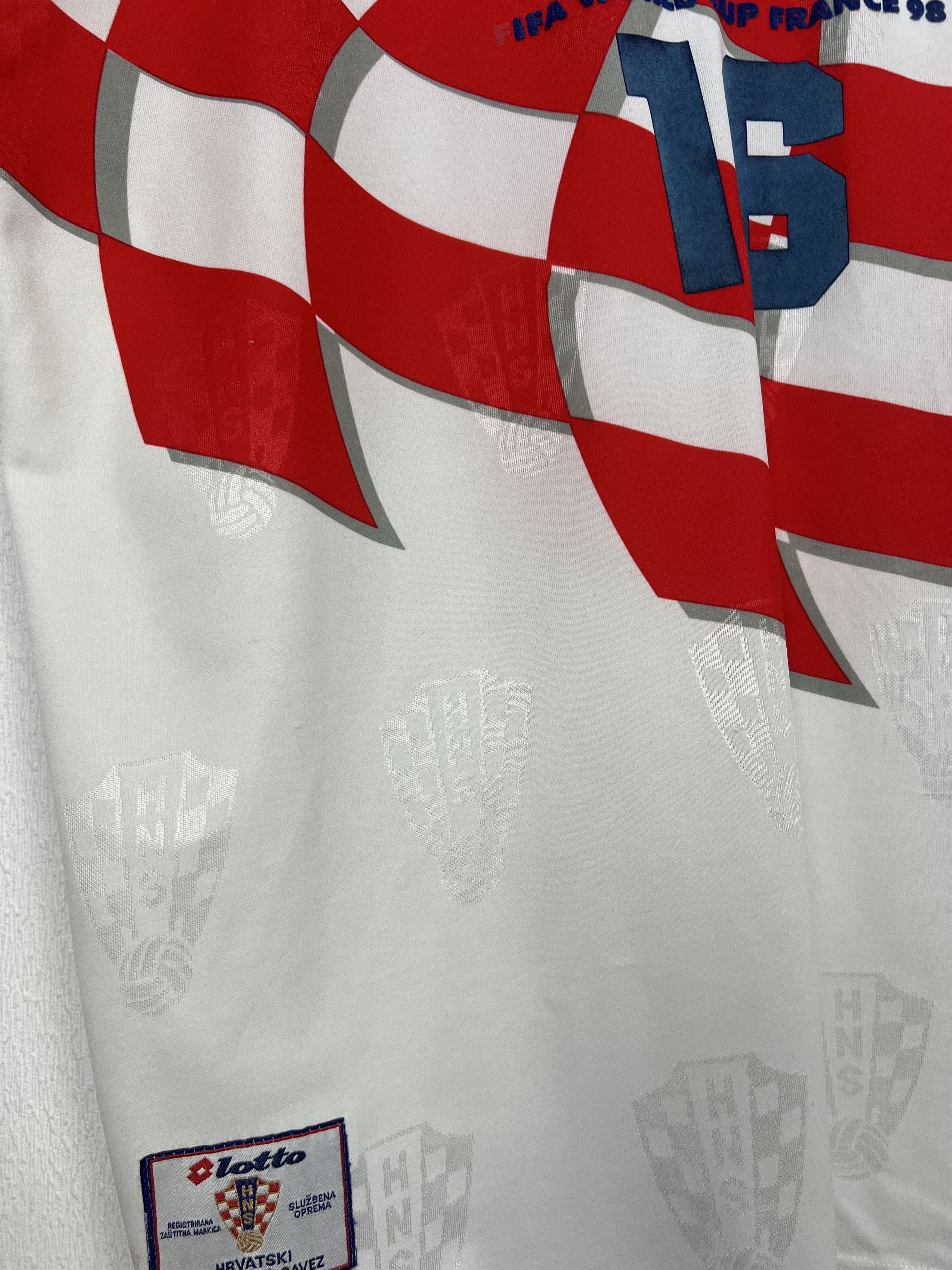 Lotto Sport Croatia football shirt 1998 Soccer World Cup #16 Kozniku Size US XXL / EU 58 / 5 - 8 Thumbnail