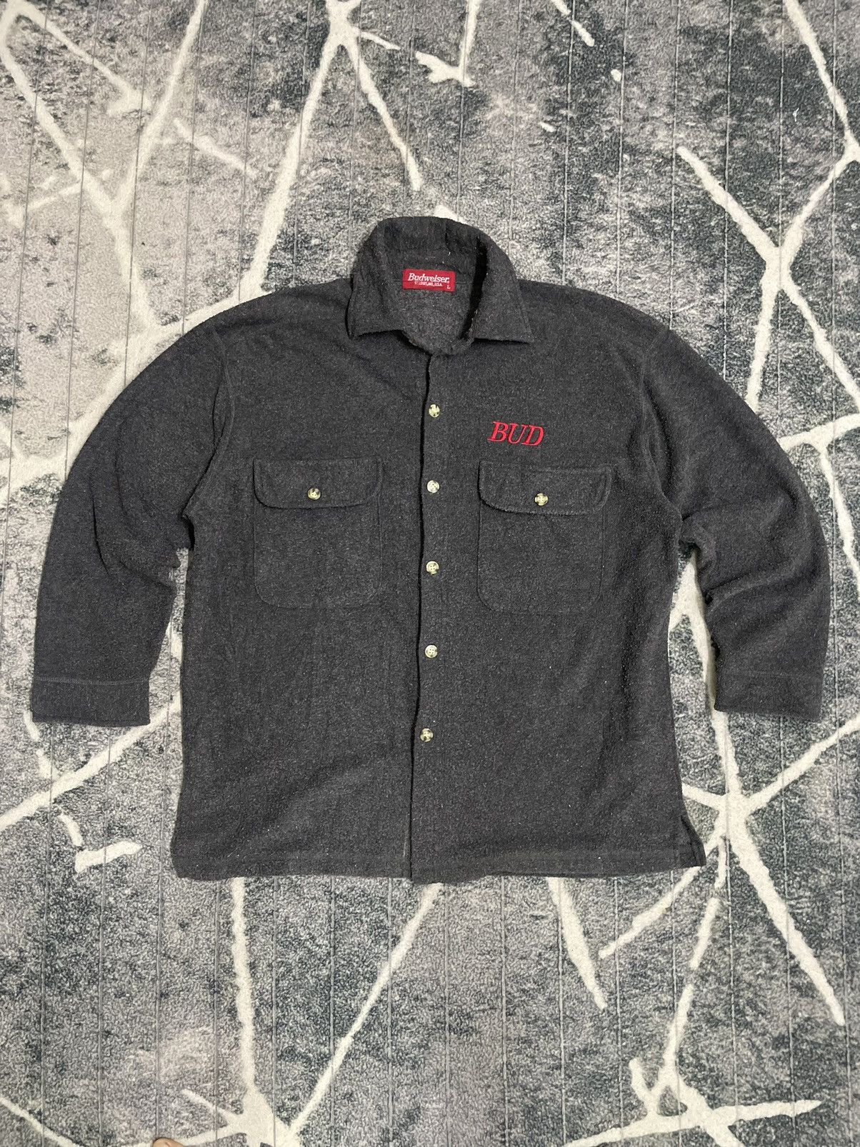 Budweiser × Vintage VINTAGE BUDWEISER FLANNEL BUTTON UP WOOL Size US L / EU 52-54 / 3 - 1 Thumbnail