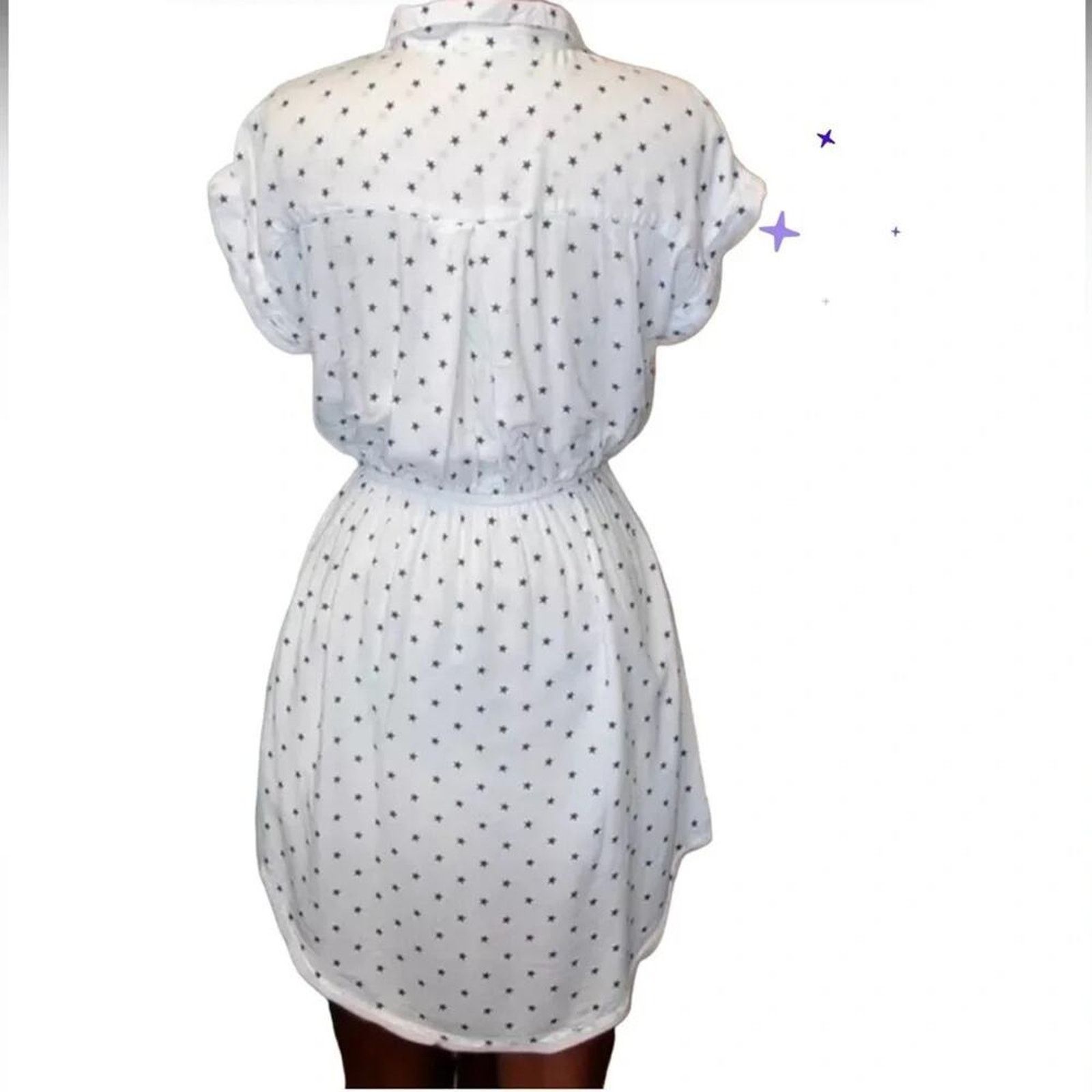 The Unbranded Brand Japna for Anthropologie star print button up mini dress, Lg Size L / US 10 / IT 46 - 2 Thumbnail
