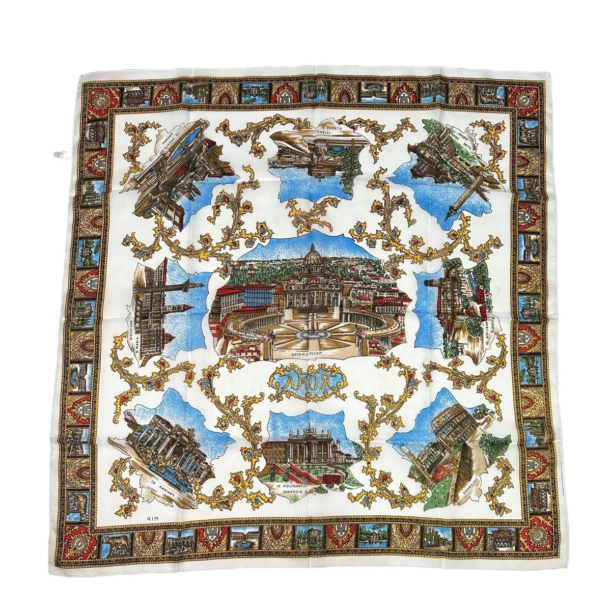 Vintage ROMA Vintage Souvenir Roma Scarf Made in Italy 30x30 Size ONE SIZE - 2 Thumbnail