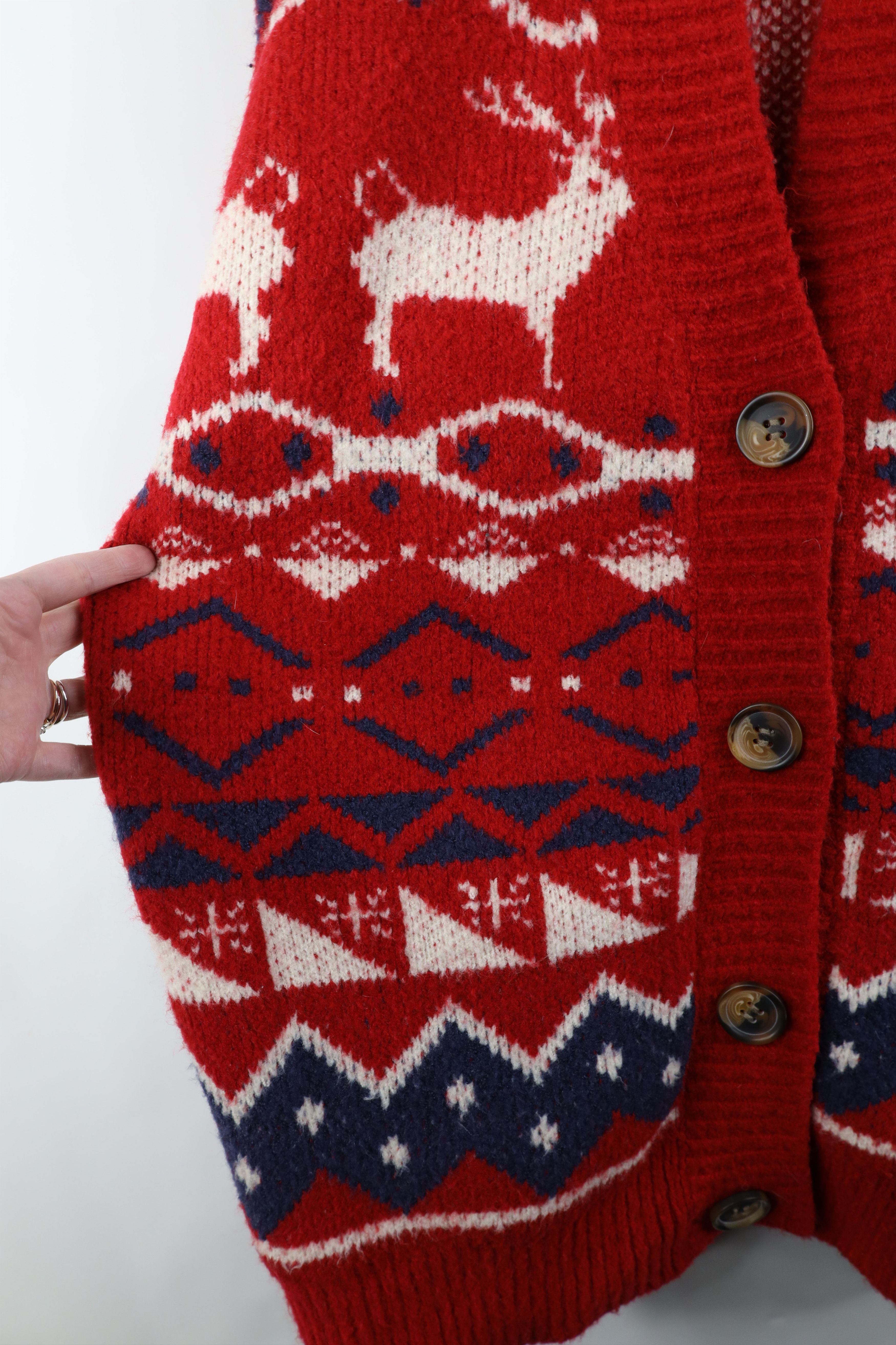 Vintage Vintage 90s Y2K Streetwear Reindeer Cardigan Sweater Size XXL / US 16-18 / IT 52-54 - 5 Thumbnail