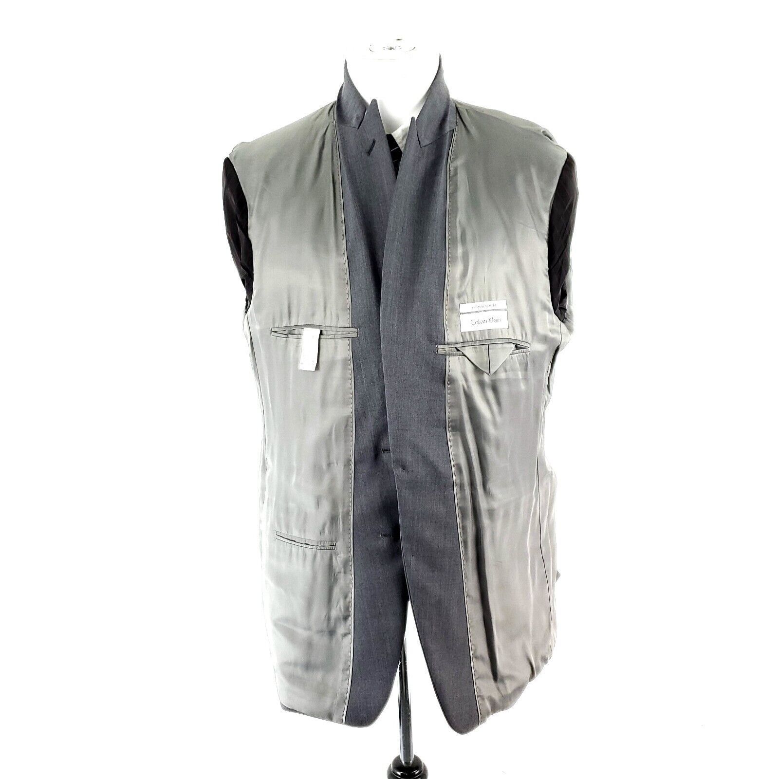 Calvin Klein Calvin Klein Wool 2 Button Blazer 40R Gray Peak Lapel Tagged Size 40R - 9 Thumbnail