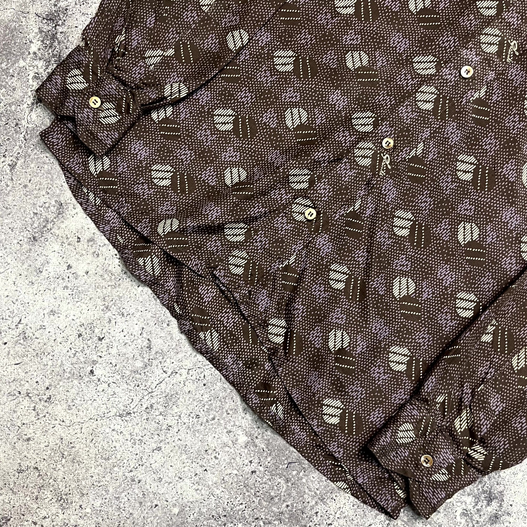 Vintage Vintage Pancaldi Brown Geometric Pattern Shirt Size M Size US M / EU 48-50 / 2 - 2 Thumbnail