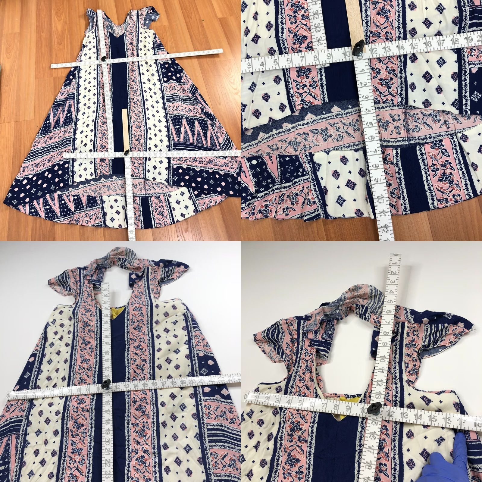 Vintage Maeve Anthropologie Small A-Line Viscose Midi Dress All Over Print Blue Sleeveless Pullover V-Neck - Regular Women's Size S Dress Size S / US 4 / IT 40 - 8 Thumbnail