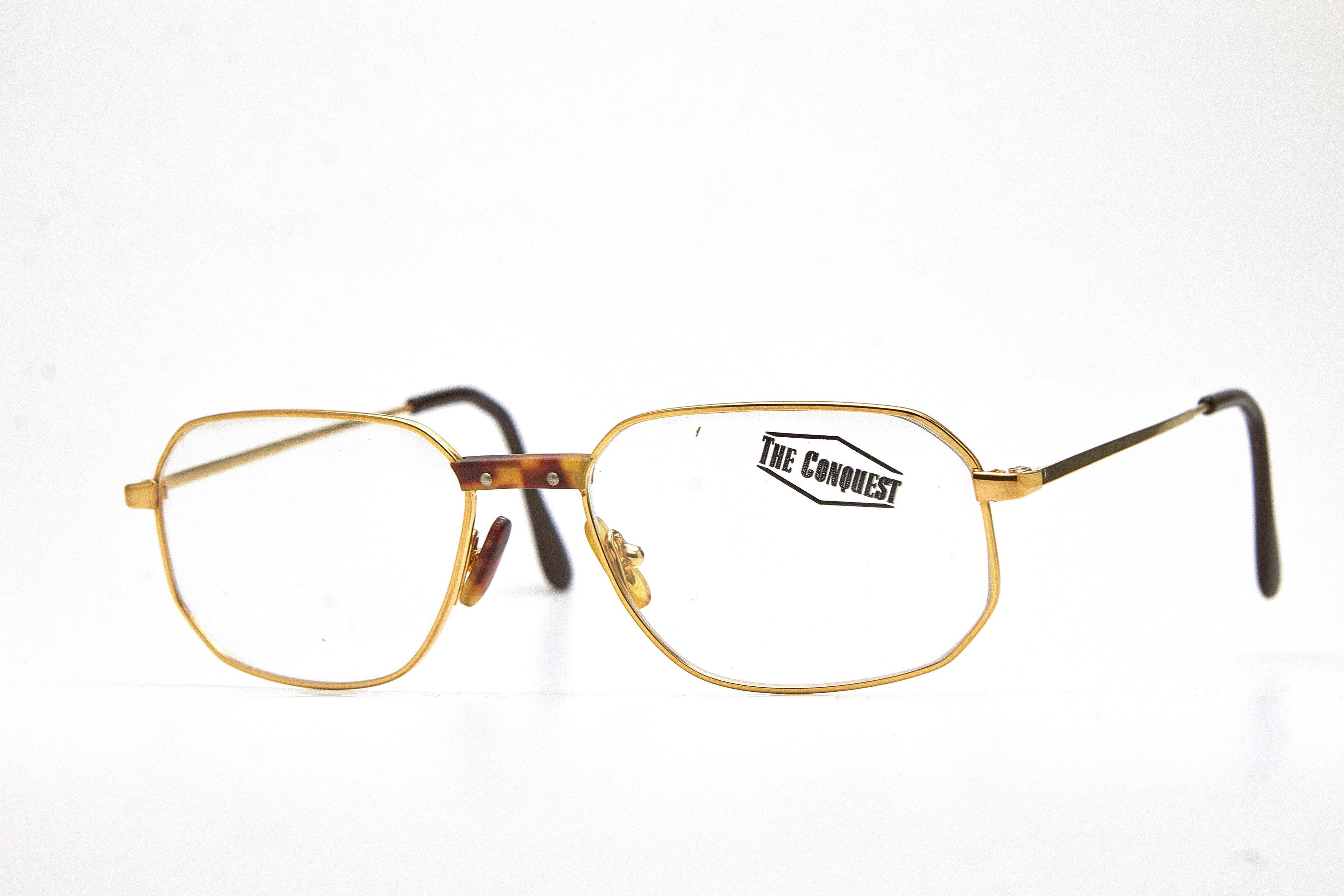 Vintage Old Money CONQUEST Gold Tortoise Rectangular Quiet Lux Specs Size ONE SIZE - 3 Thumbnail