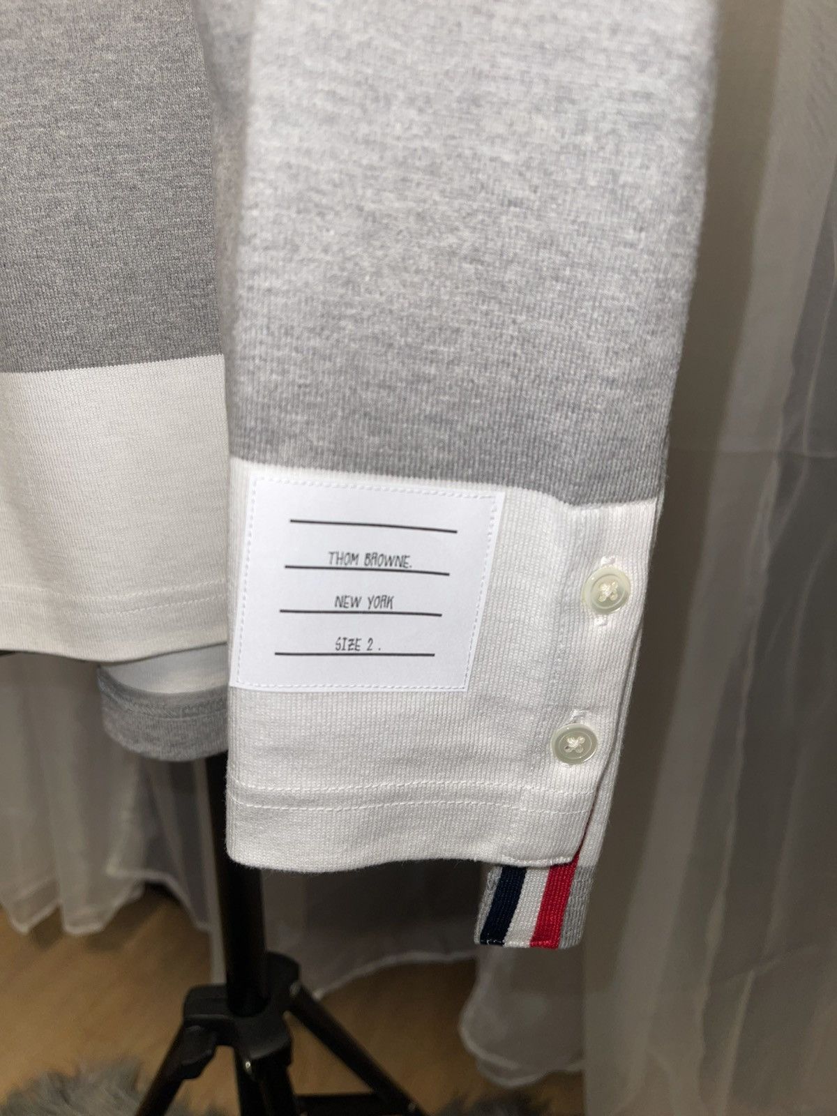 Thom Browne Thom Browne Short Sleeve Polo in Rugby Stipe with 4bar Size US M / EU 48-50 / 2 - 3 Thumbnail