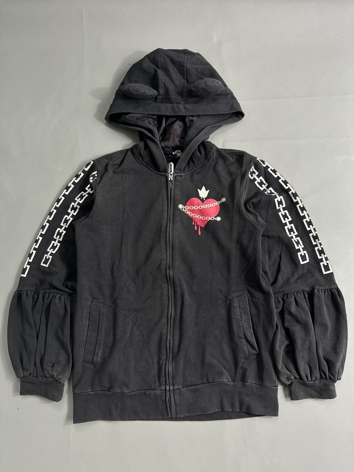 Beauty Beast CRAZY FADED CHAIN HEART ZIP UPHOODIE IFSIXWASNINE LGB STYLE Size S / US 4 / IT 40 - 1 Thumbnail