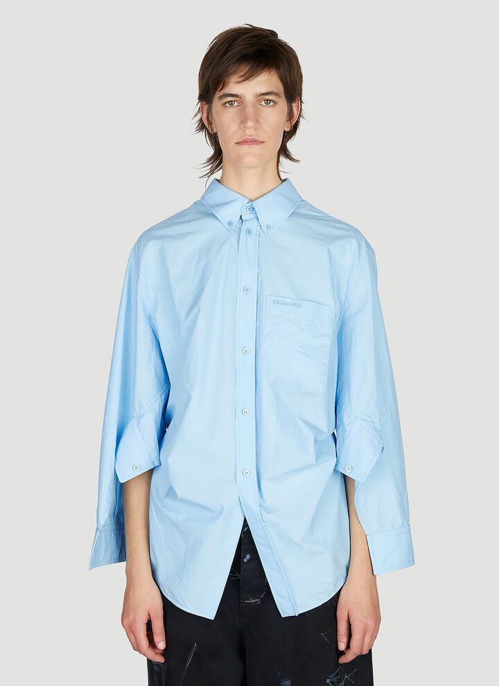 Balenciaga o1mt1gz0924 BB Corp Swing Twisted Shirt Large Fit Light Blue Size XS / US 0-2 / IT 36-38 - 1 Thumbnail