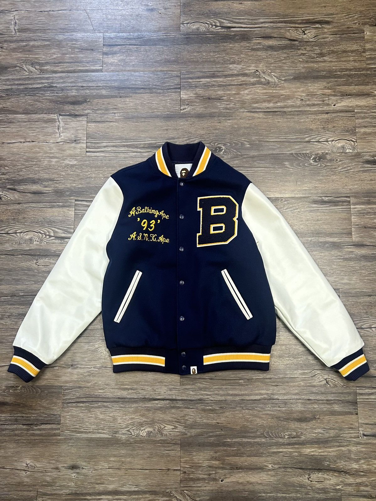 image of Bape 93’ Varsity Jacket in Navy, Men's (Size XL)