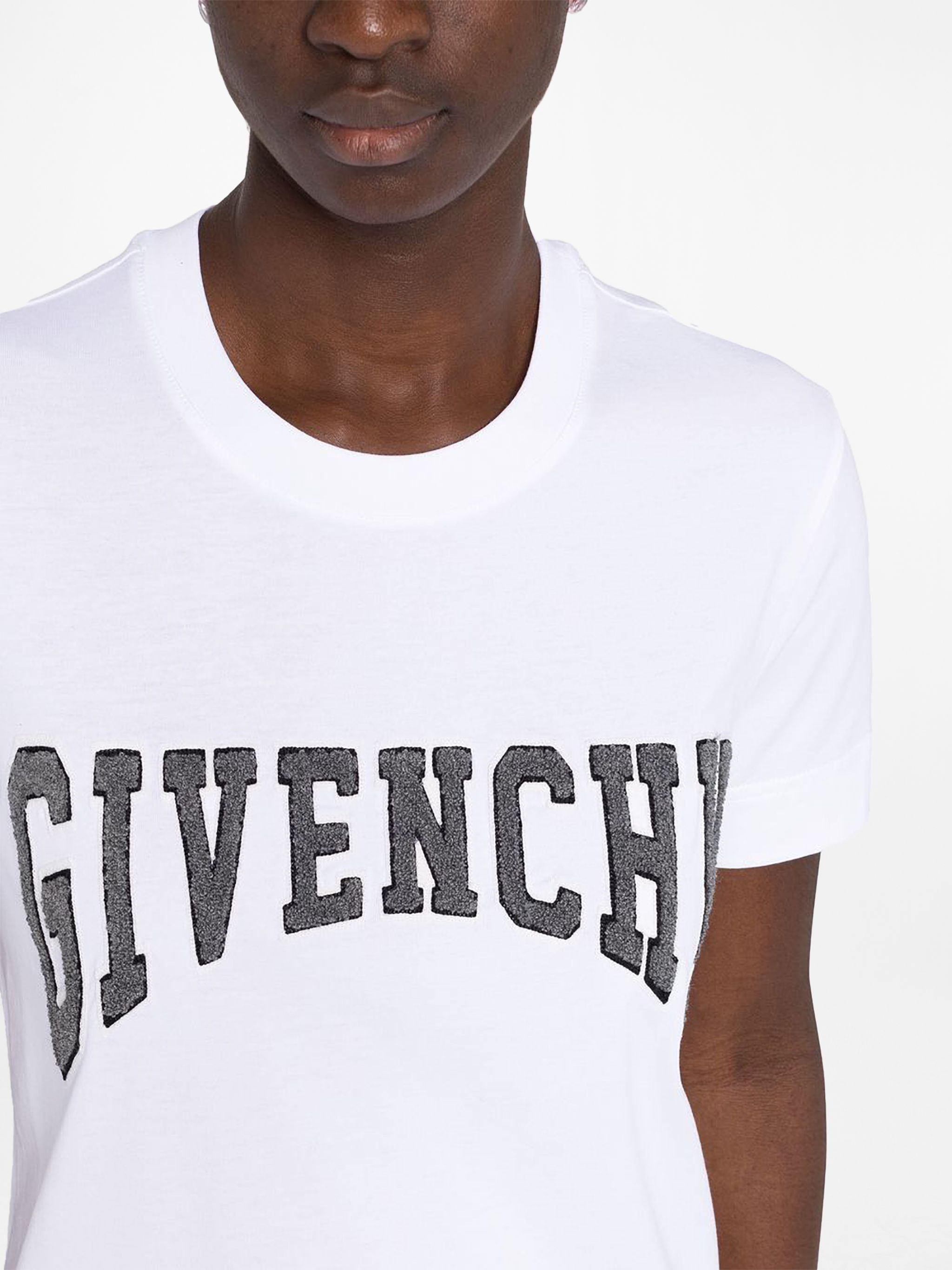 Givenchy White Flocked College Logo T-shirt Size XS / US 0-2 / IT 36-38 - 3 Thumbnail