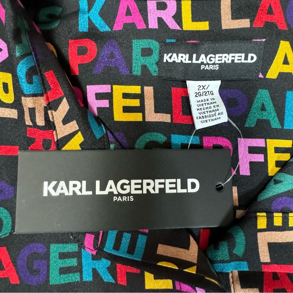 Karl Lagerfeld NWT New $109 Karl Lagerfeld Logo Button Front Blouse Size 2 Size XXL / US 16-18 / IT 52-54 - 6 Thumbnail