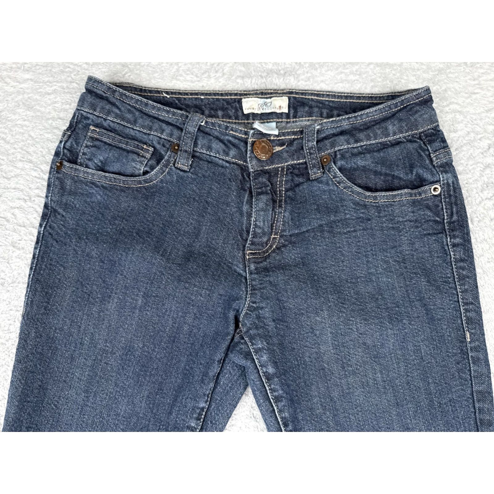 Vintage SO Bootcut Jeans Junior 5 Blue Med Wash Mid Rise Embroidered 26x31 Jeans Womens 90s Vintage: No Size 27" / US 4 / IT 40 - 4 Thumbnail