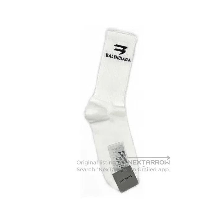 Balenciaga Balenciaga White Logo Knit Ankle Socks. Size ONE SIZE - 2 Thumbnail