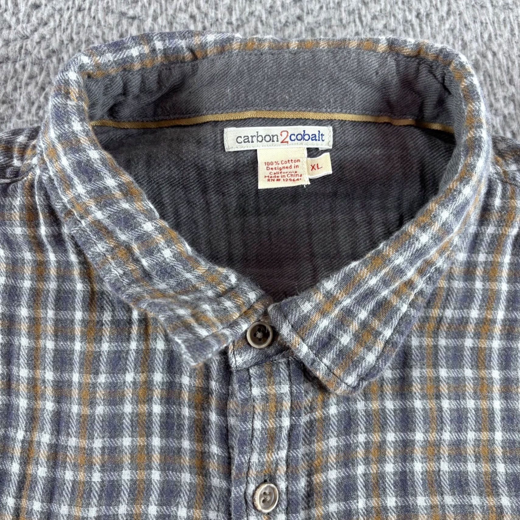 Carbon2Cobalt Carbon2Cobalt Flannel Shirt Men XL Gray Brown Plaid Pockets Stretch Button-Up Size US XL / EU 56 / 4 - 4 Thumbnail