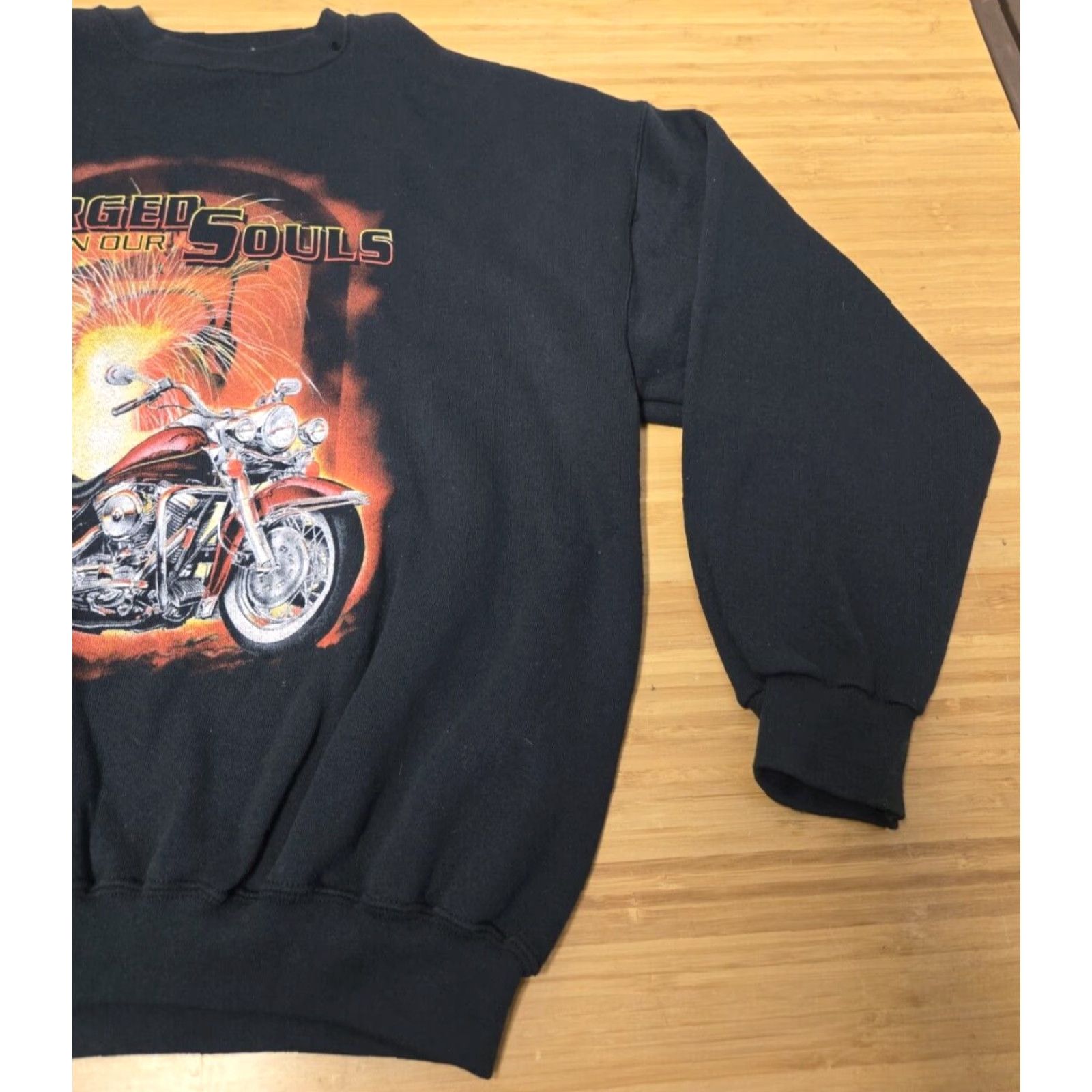 Tultex VINTAGE Tultex Sweatshirt Biker Motorcycle Forged In Our Souls Crew Neck Long Sleeve XL Black Men Size US XL / EU 56 / 4 - 2 Thumbnail