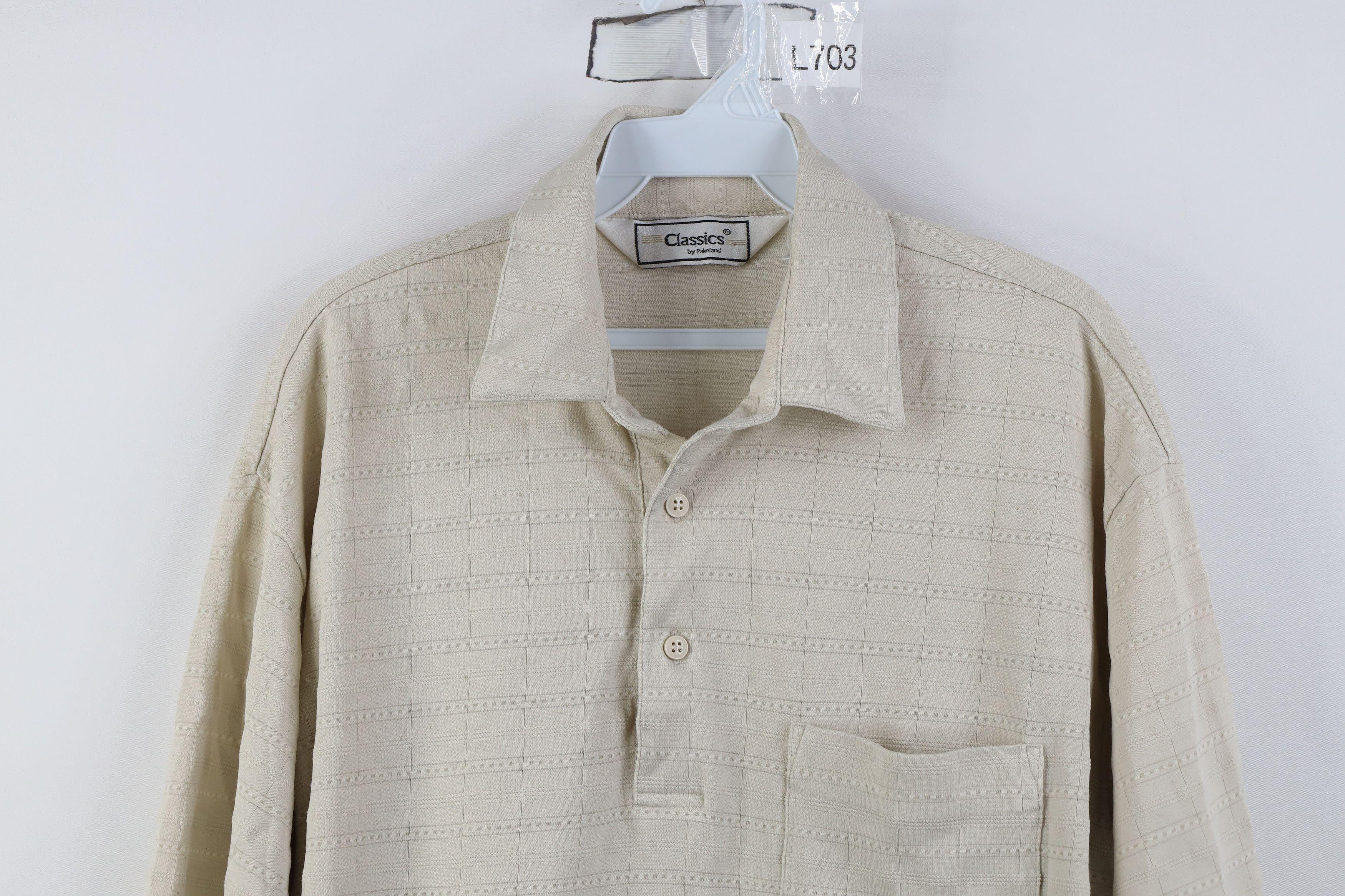 Vintage Vintage 90s Streetwear Striped Knit Golf Polo Shirt Beige Size US L / EU 52-54 / 3 - 2 Thumbnail
