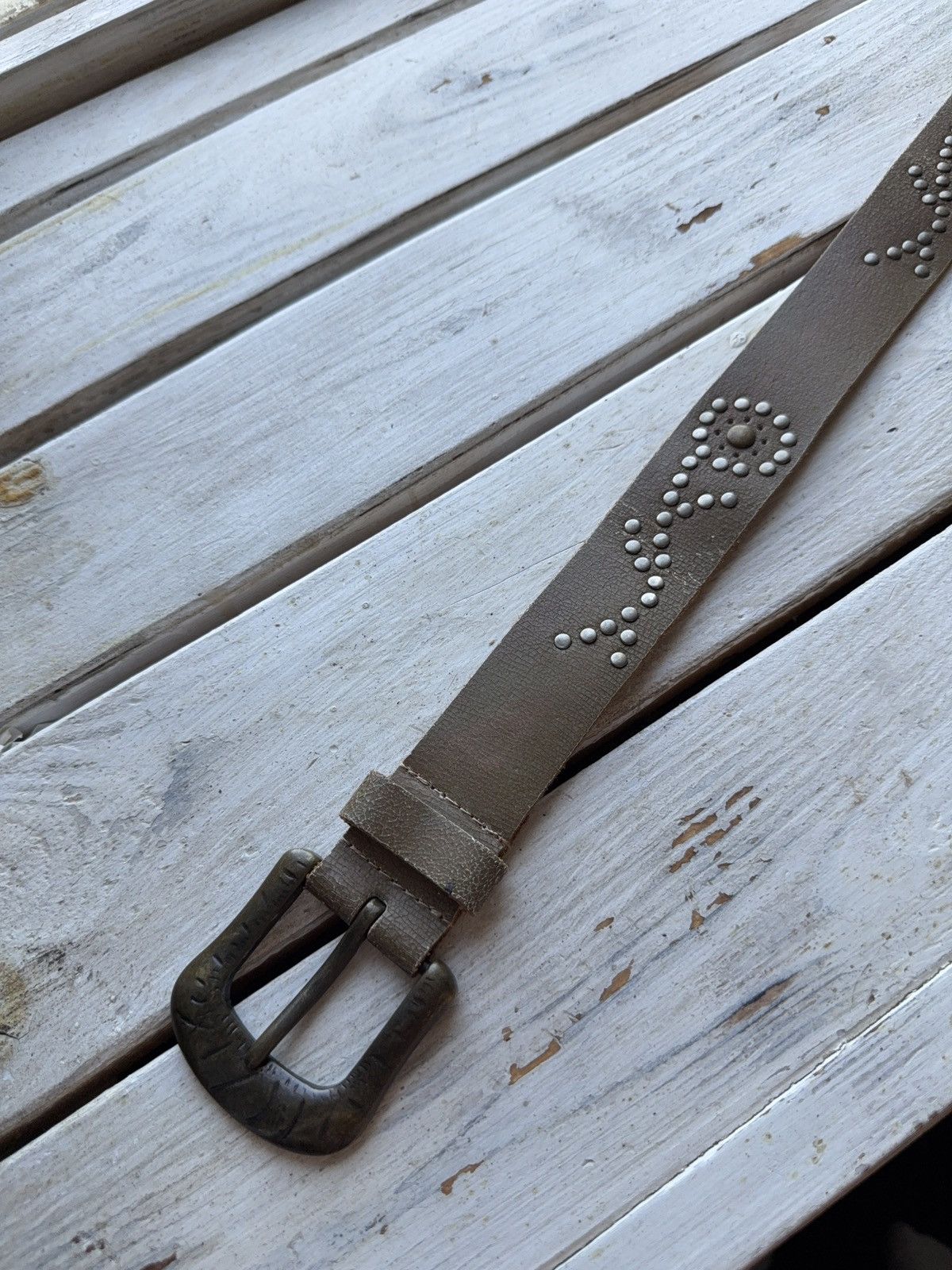 Japanese Brand Vintage Japanese Leather Punk Emo Rock Goth Y2K Drill belt Size ONE SIZE - 4 Thumbnail