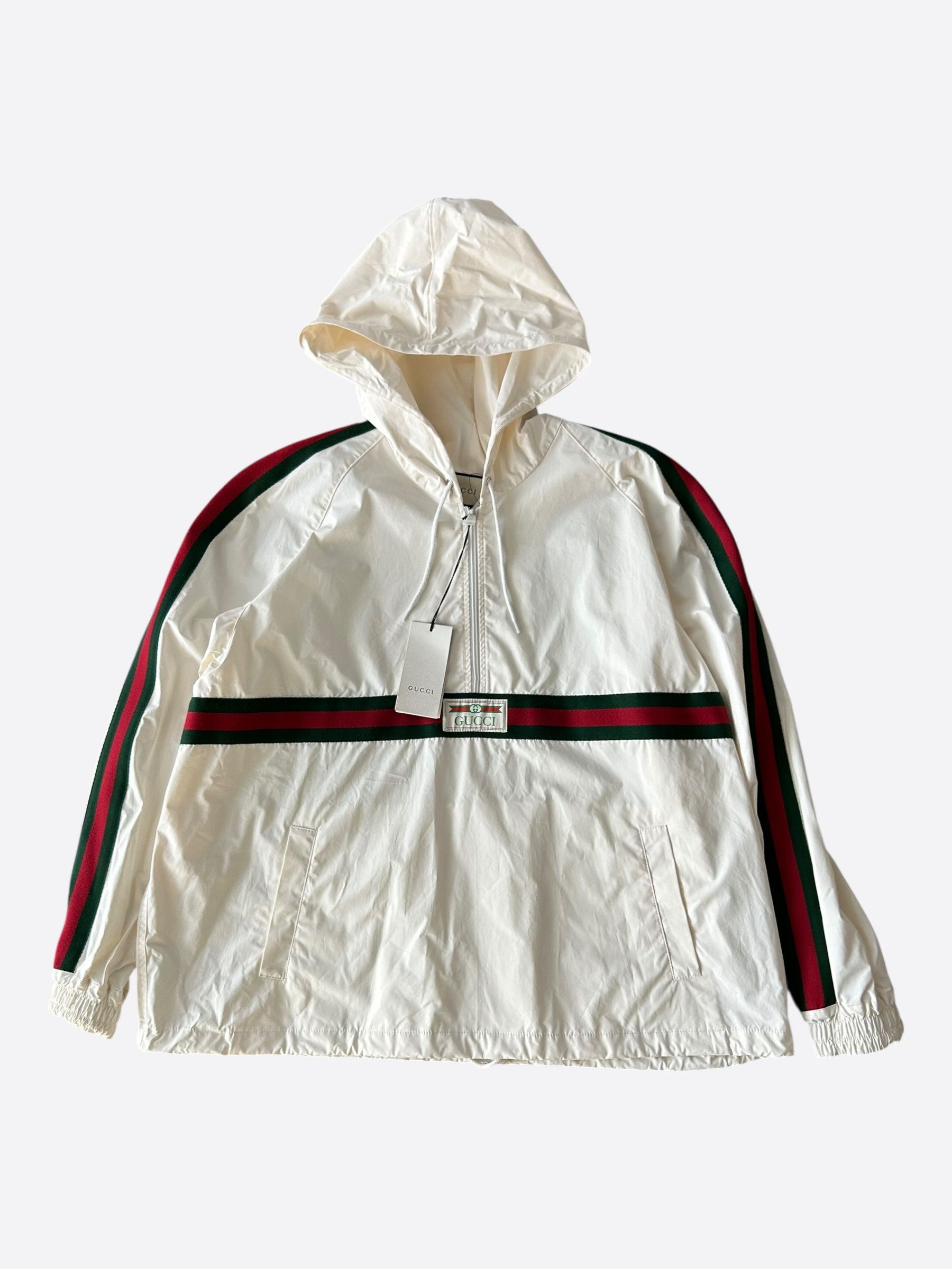 Gucci Gucci White & Multicolor Striped Logo Anorak Size US XXL / EU 58 / 5 - 1 Thumbnail