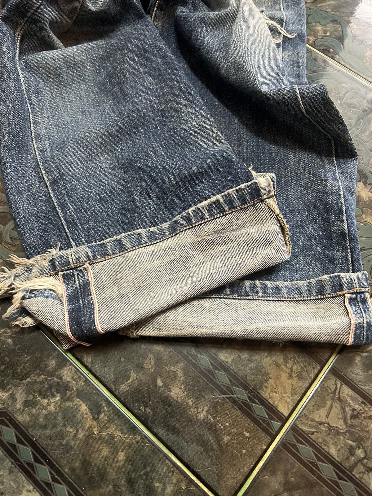 Designer × Japanese Brand × Vintage THRASHED💥EDWIN 505x DISTRESSED DENIM PANT Size US 29 - 9 Thumbnail